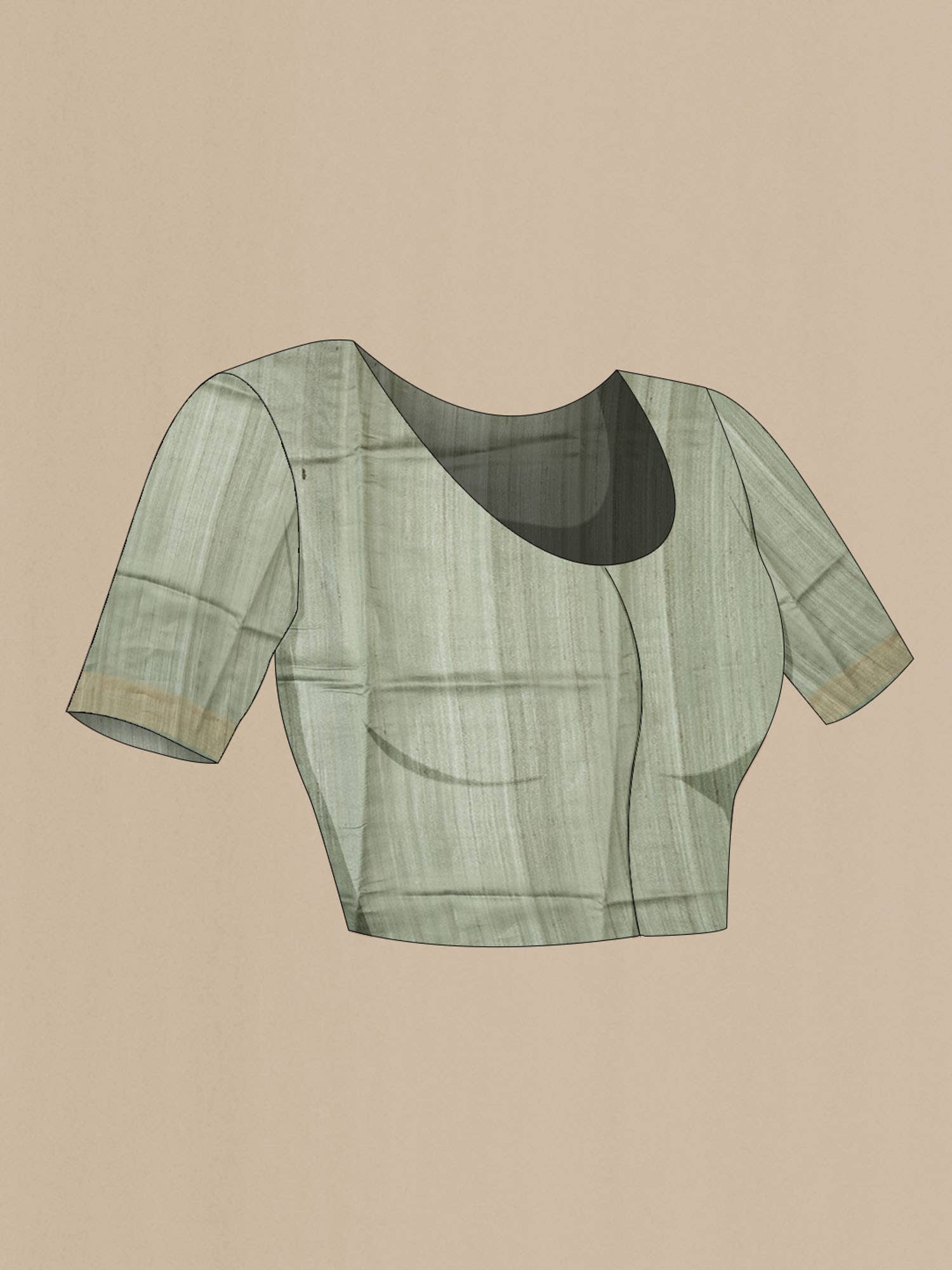 Sage Green Bhagalpuri Tussar Silk Saree - Image 5