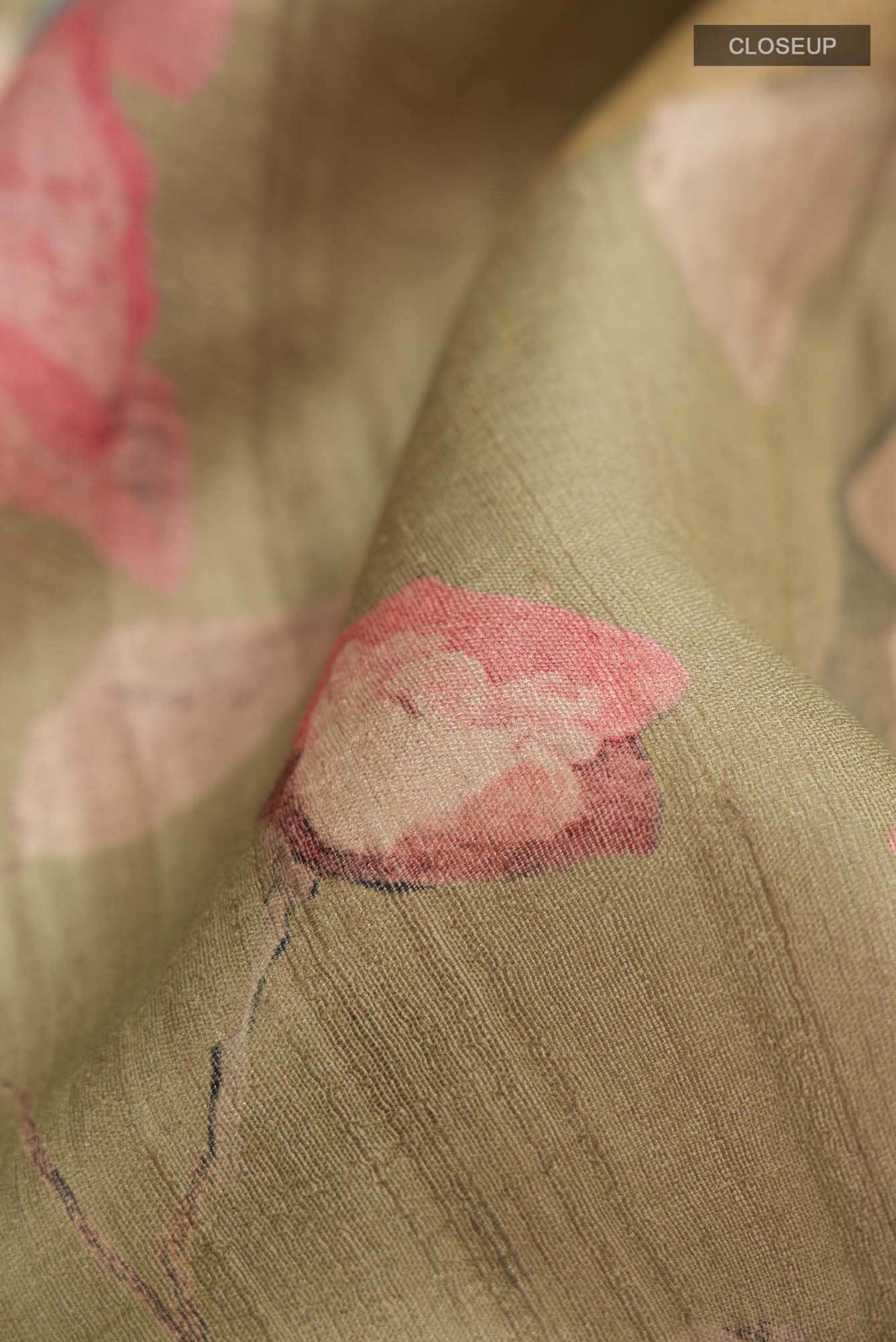 Sage Green Bhagalpuri Tussar Silk Saree - Image 2