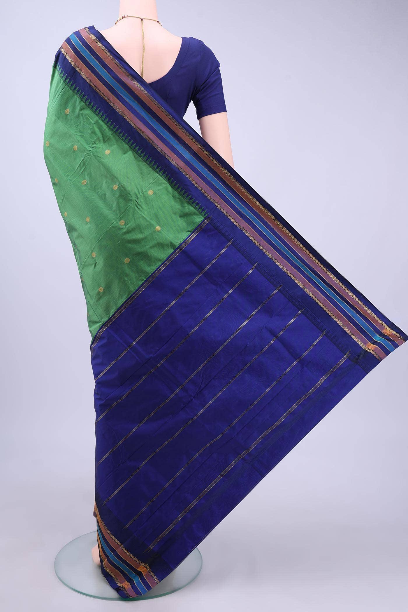 Sage Green Blended Bangalore Silk - kadyal Saree - Image 2