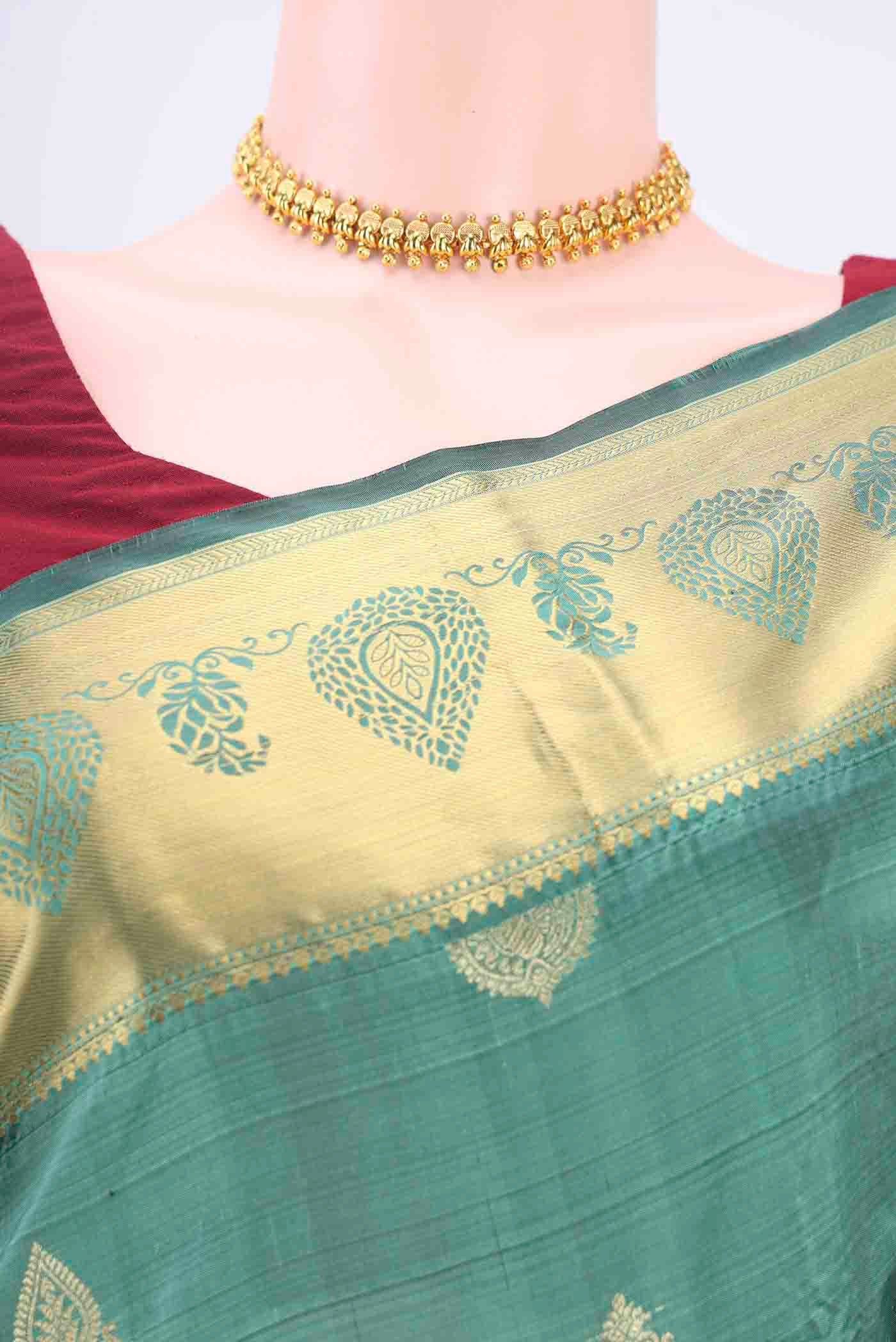 Sage Green Blended Bangalore Silk Saree - Image 2