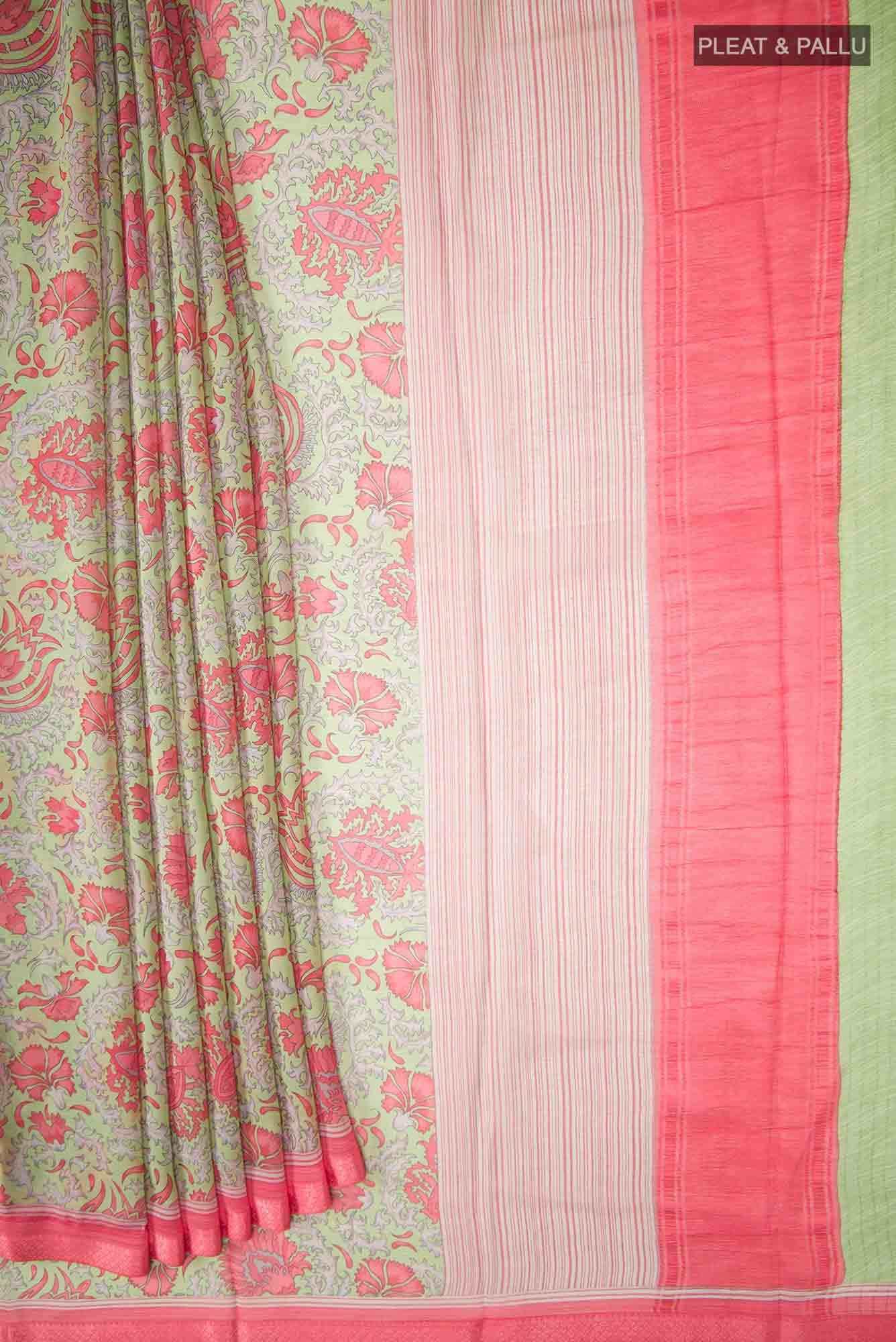 Sage Green Chiffon Saree - Image 7