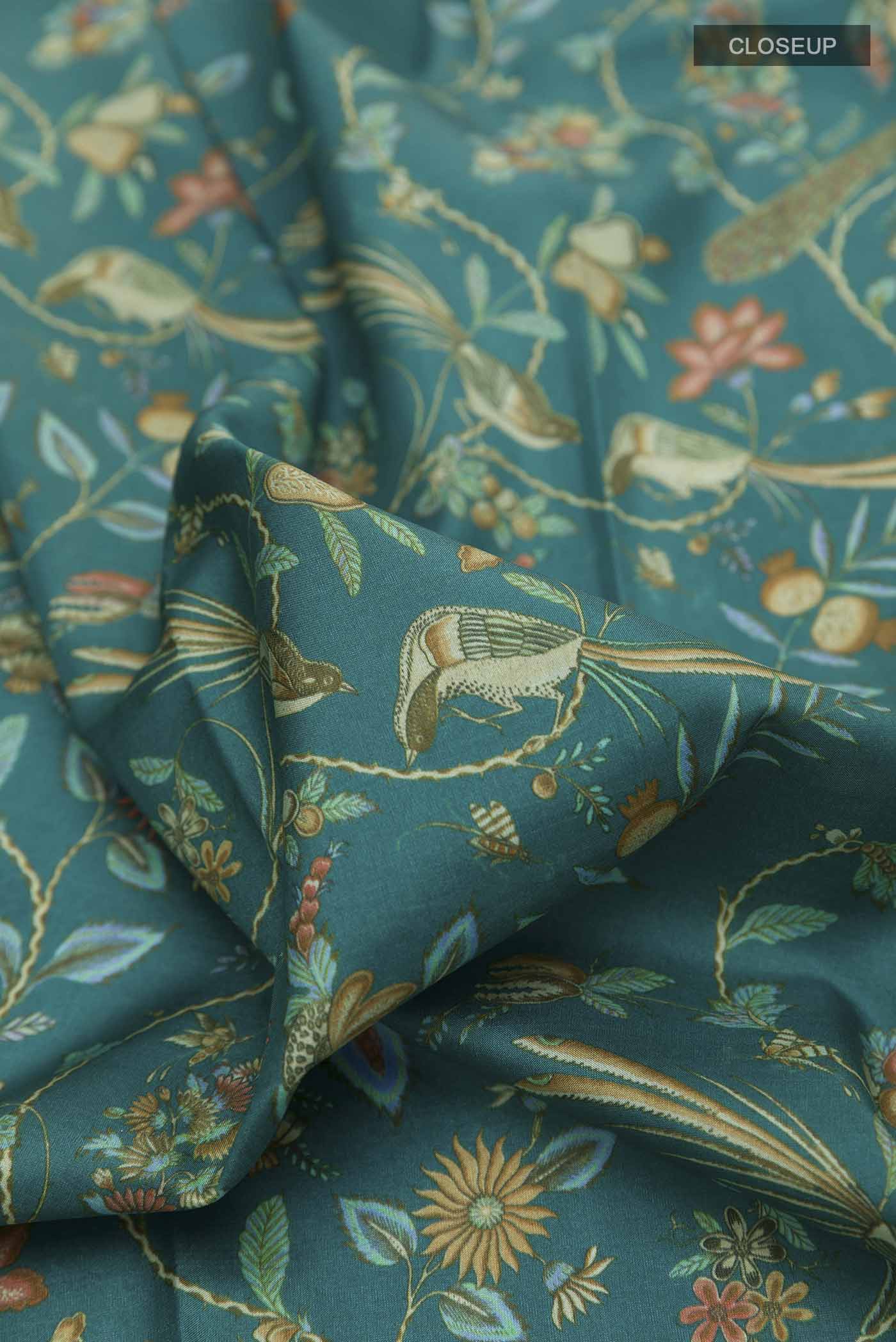 Sage Green Printed Silk Saree - Image 2