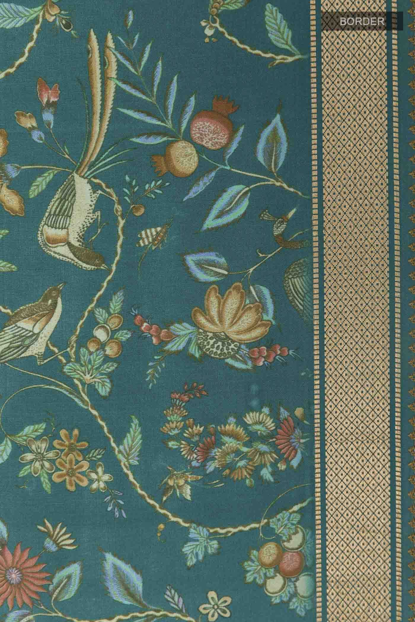 Sage Green Printed Silk Saree - Image 3