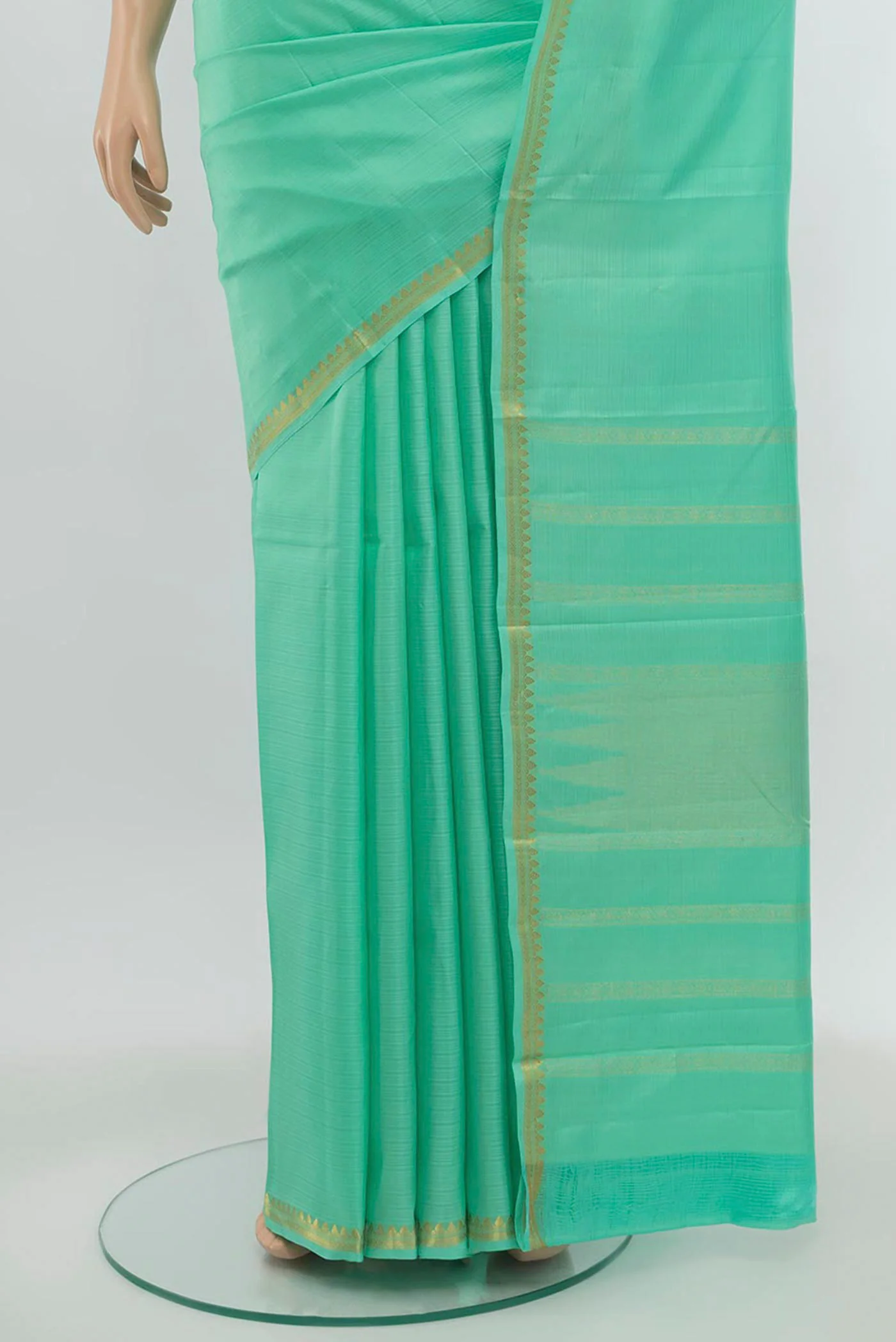 Sea Green Soft Silk Saree - Image 3