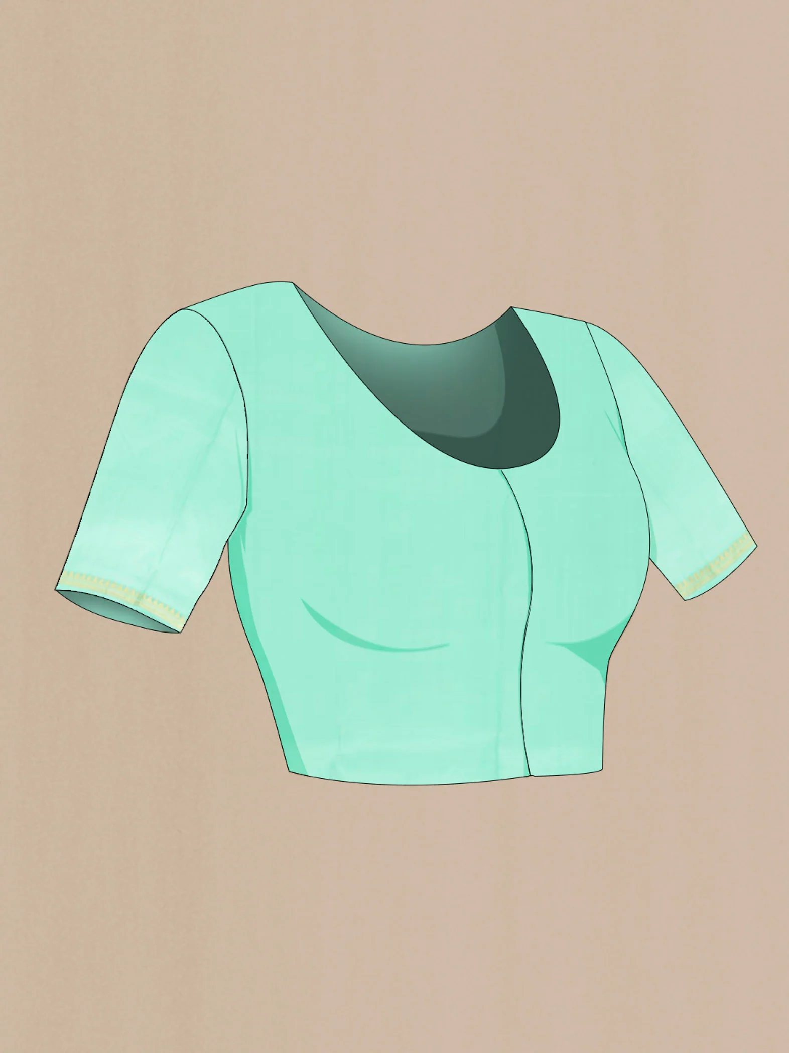 Sea Green Soft Silk Saree - Image 4