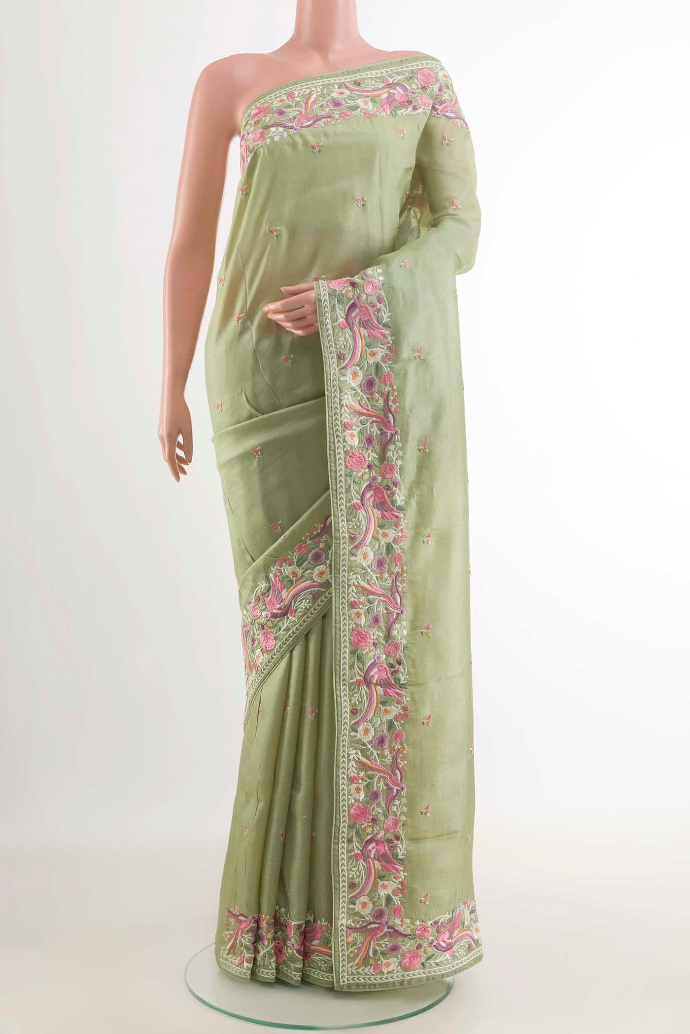 Sage Green Tussar Saree