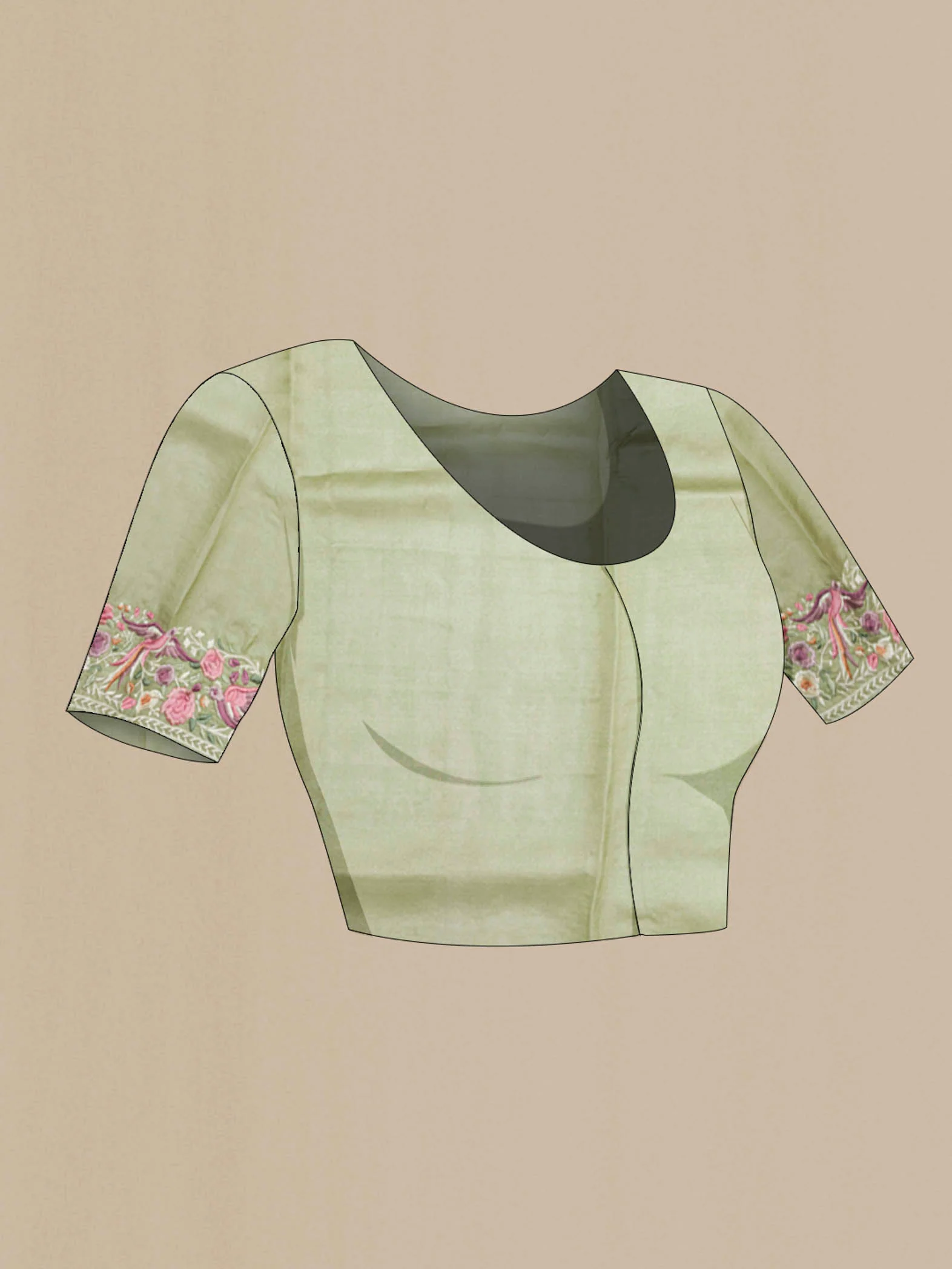 Sage Green Tussar Saree - Image 5