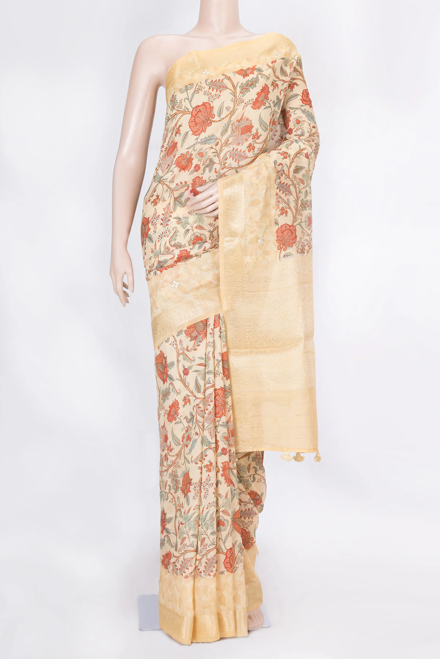 Sandal Dual Tone Chanderi Silk Saree