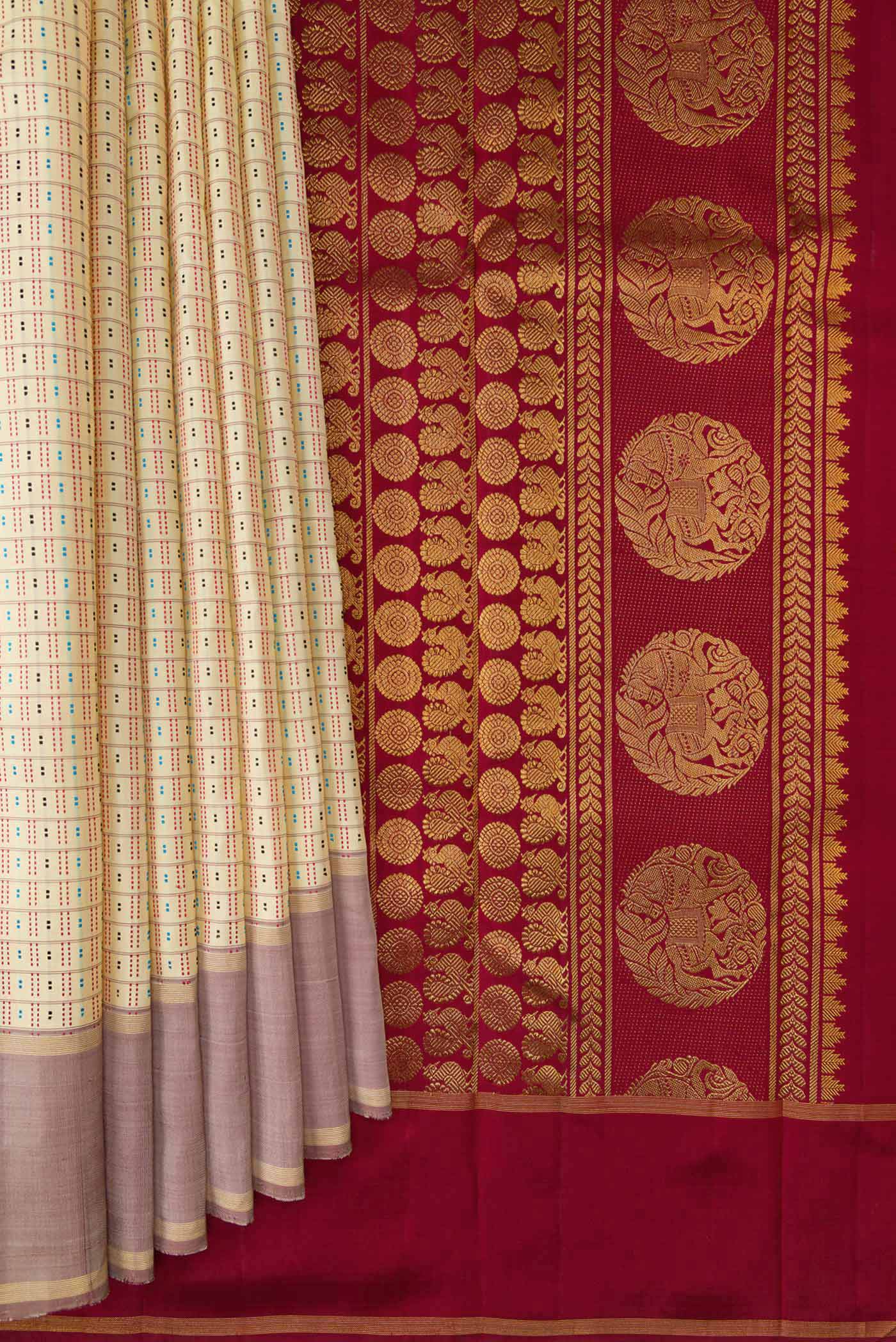 Sandal Kanchipuram Silk Saree - Image 4