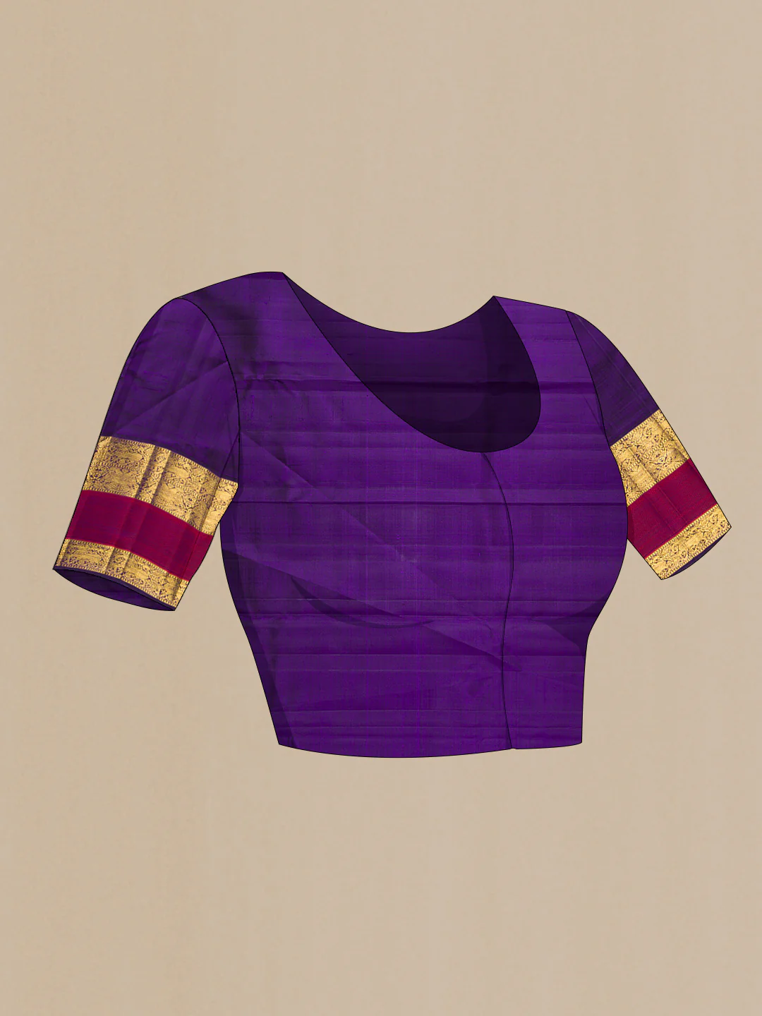 Sandal Kanchipuram Silk Saree - Image 5