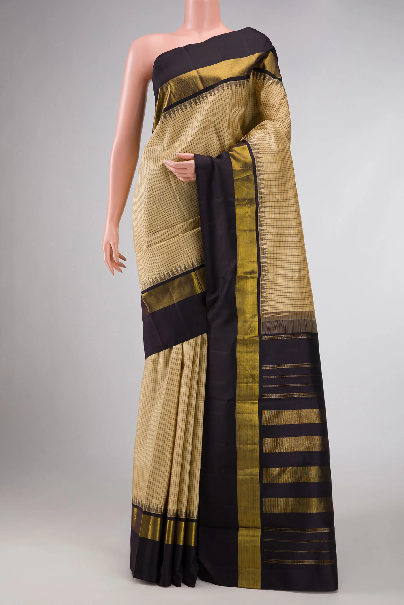 Sandal Dual Tone Kanjivaram Silk Saree