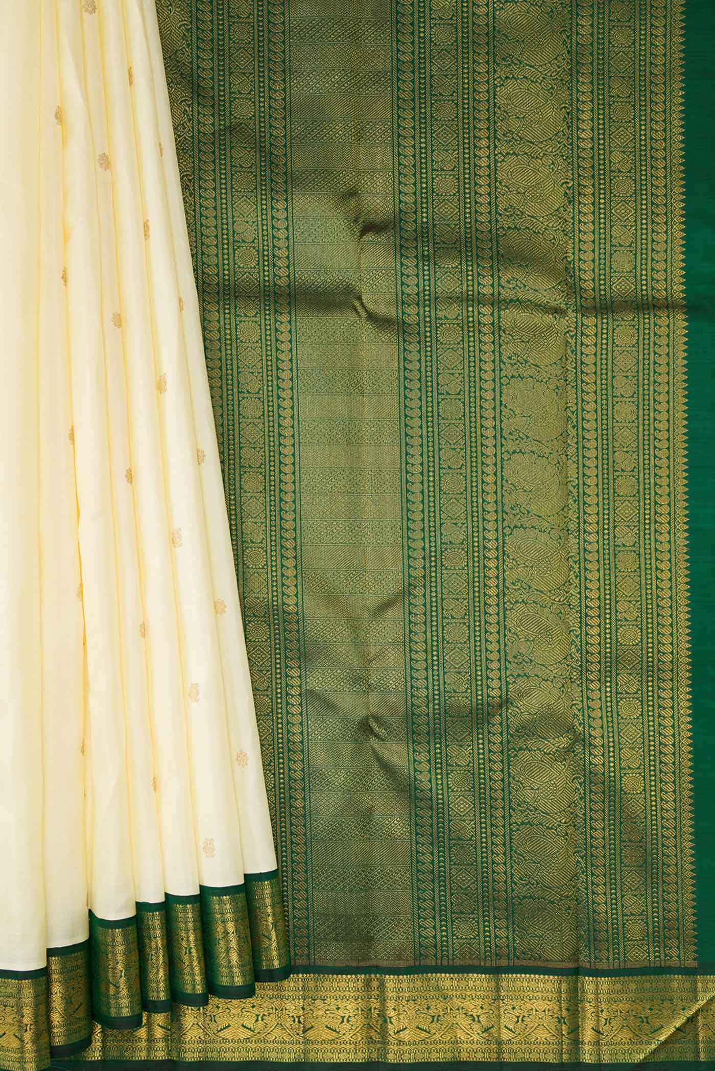 Sandal Dual Tone Kanjivaram Silk Saree - Image 4