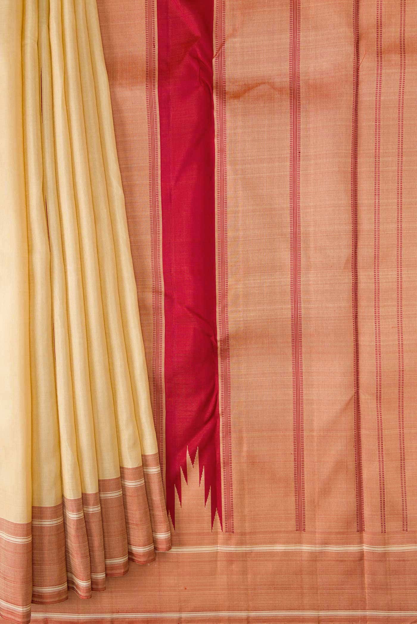 Pure Silk Pure Zari Sandal Dual Tone Kanchipuram Saree - Image 2
