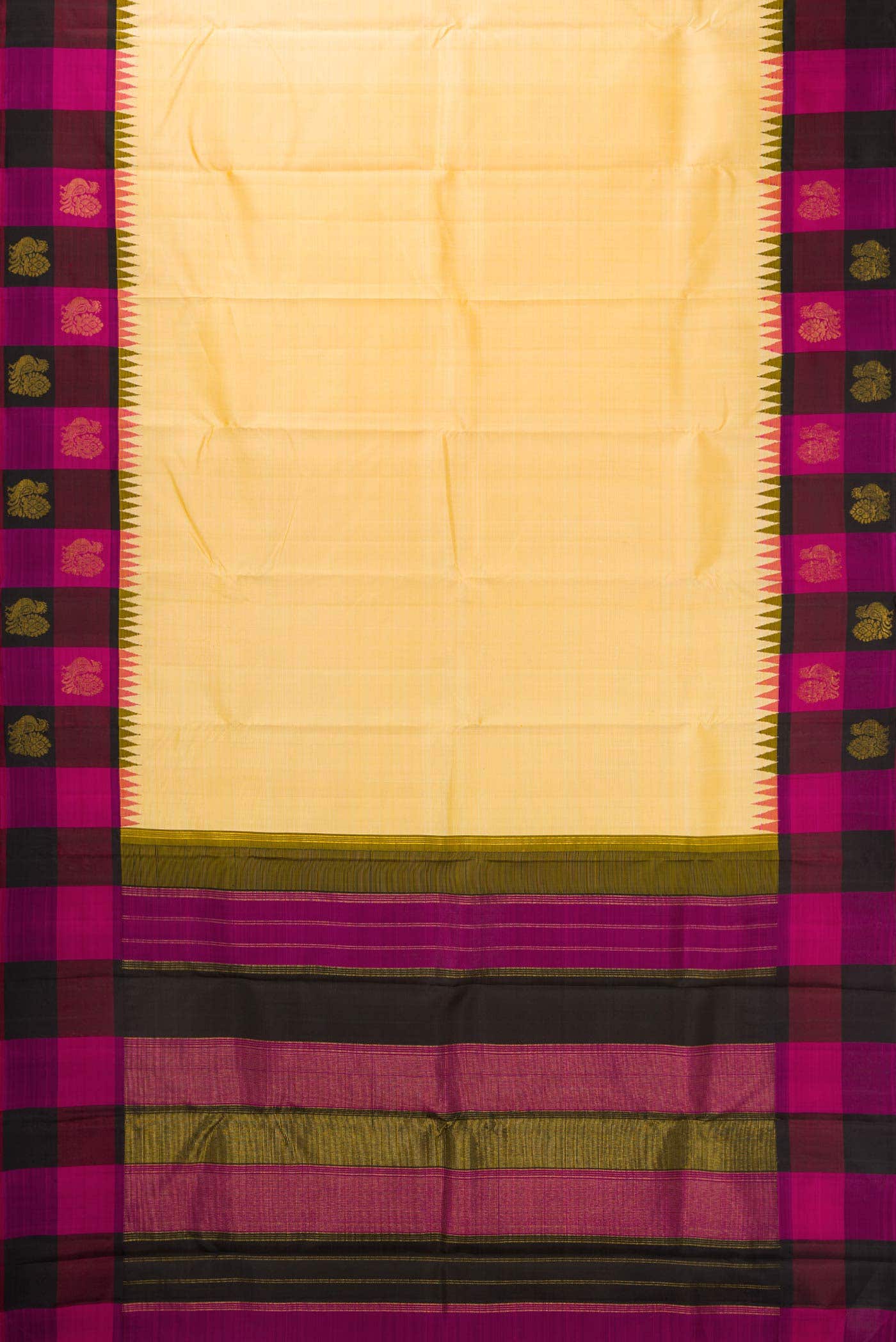 Pure Silk Pure Zari Sandal Dual Tone Kanjivaram Saree - Image 4