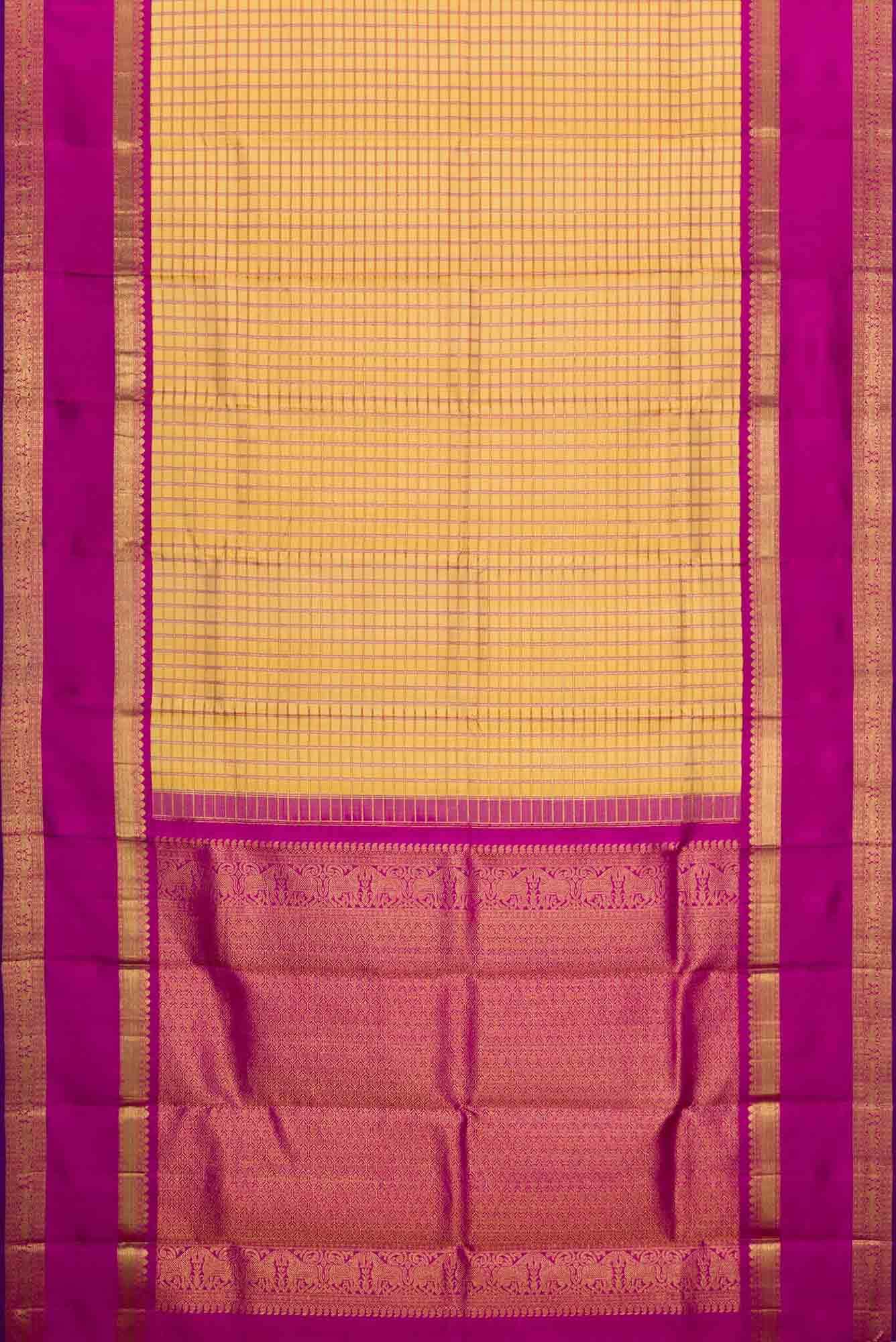 Pure Silk Pure Zari Sandal Dual Tone Kanchipuram Saree - Image 4