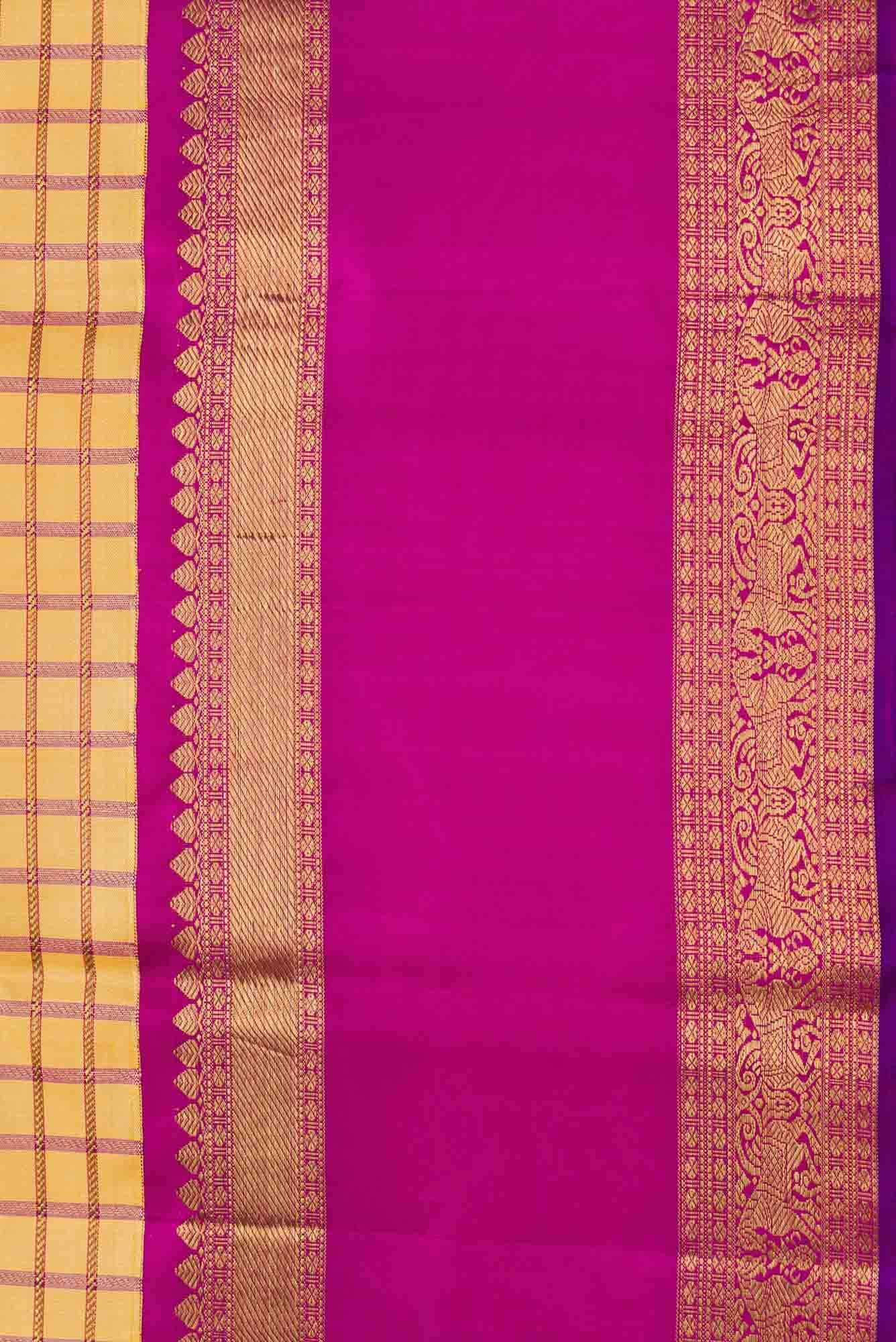 Pure Silk Pure Zari Sandal Dual Tone Kanchipuram Saree - Image 5