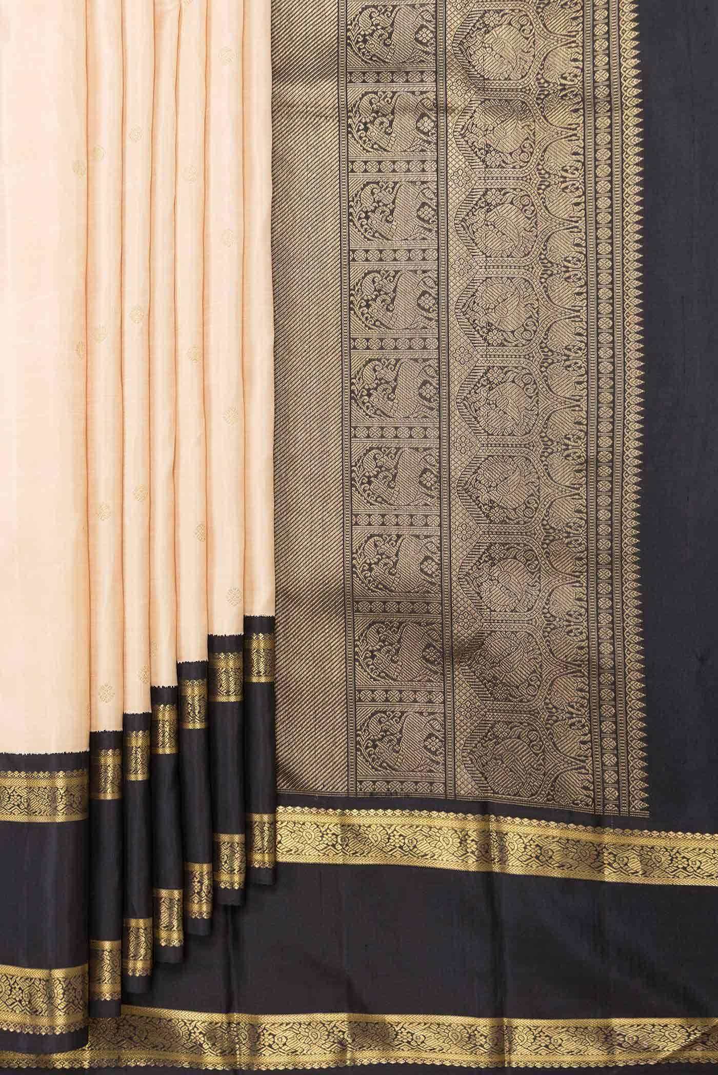Pure Silk Pure Zari Sandal Dual Tone Kanchipuram Saree - Image 2