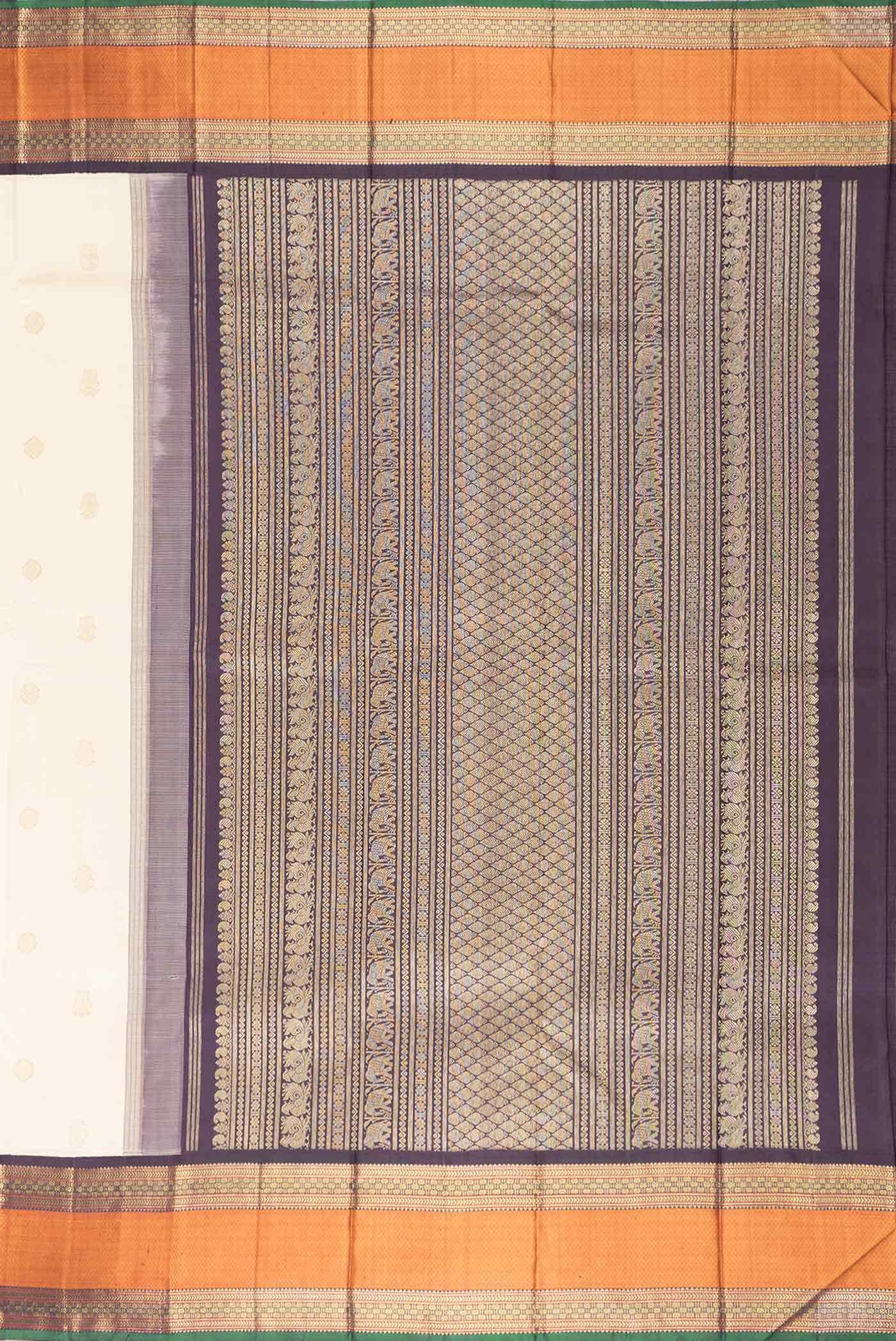 Pure Silk Pure Zari Sandal Dual Tone Kanchipuram Saree - Image 5