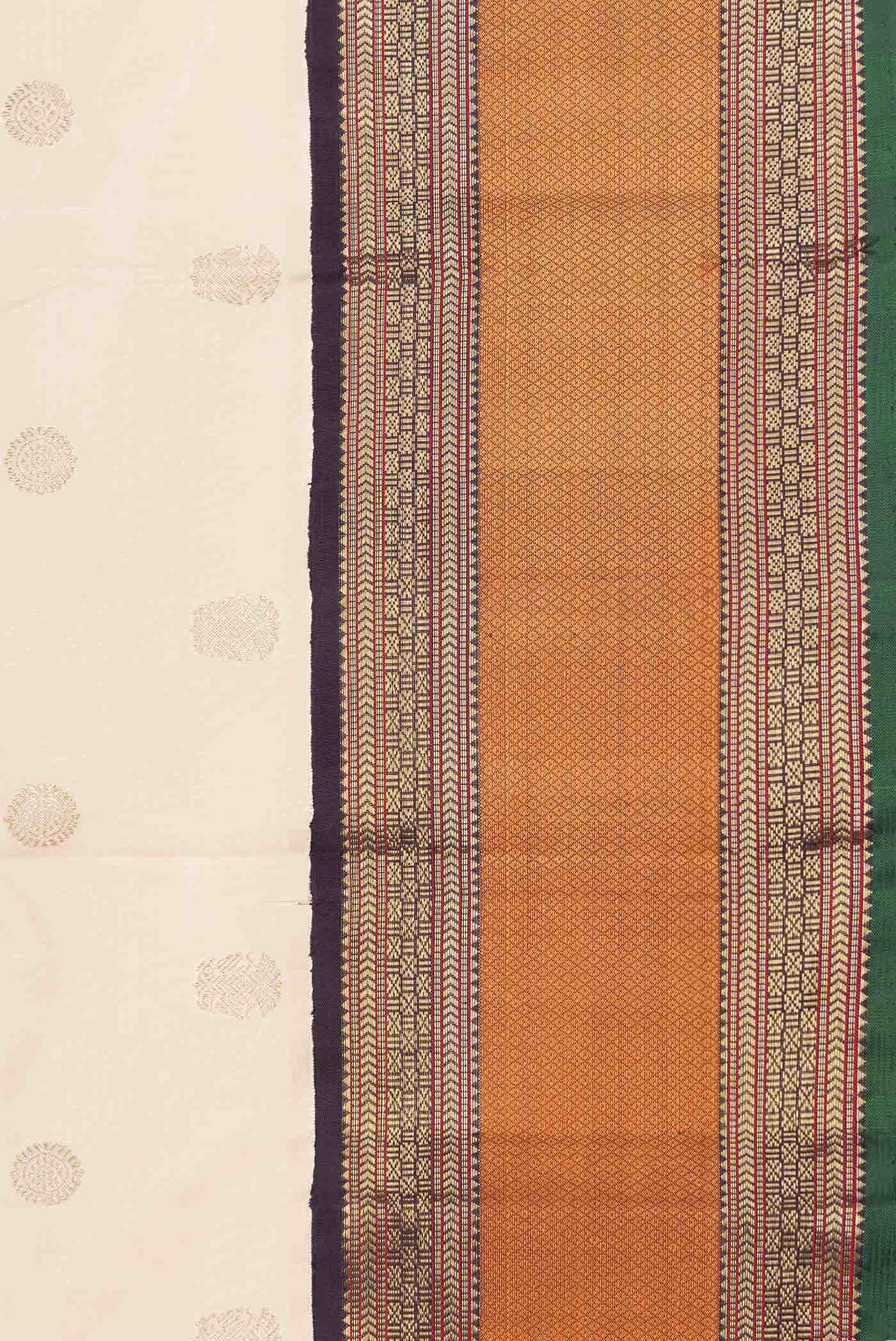 Pure Silk Pure Zari Sandal Dual Tone Kanchipuram Saree - Image 6