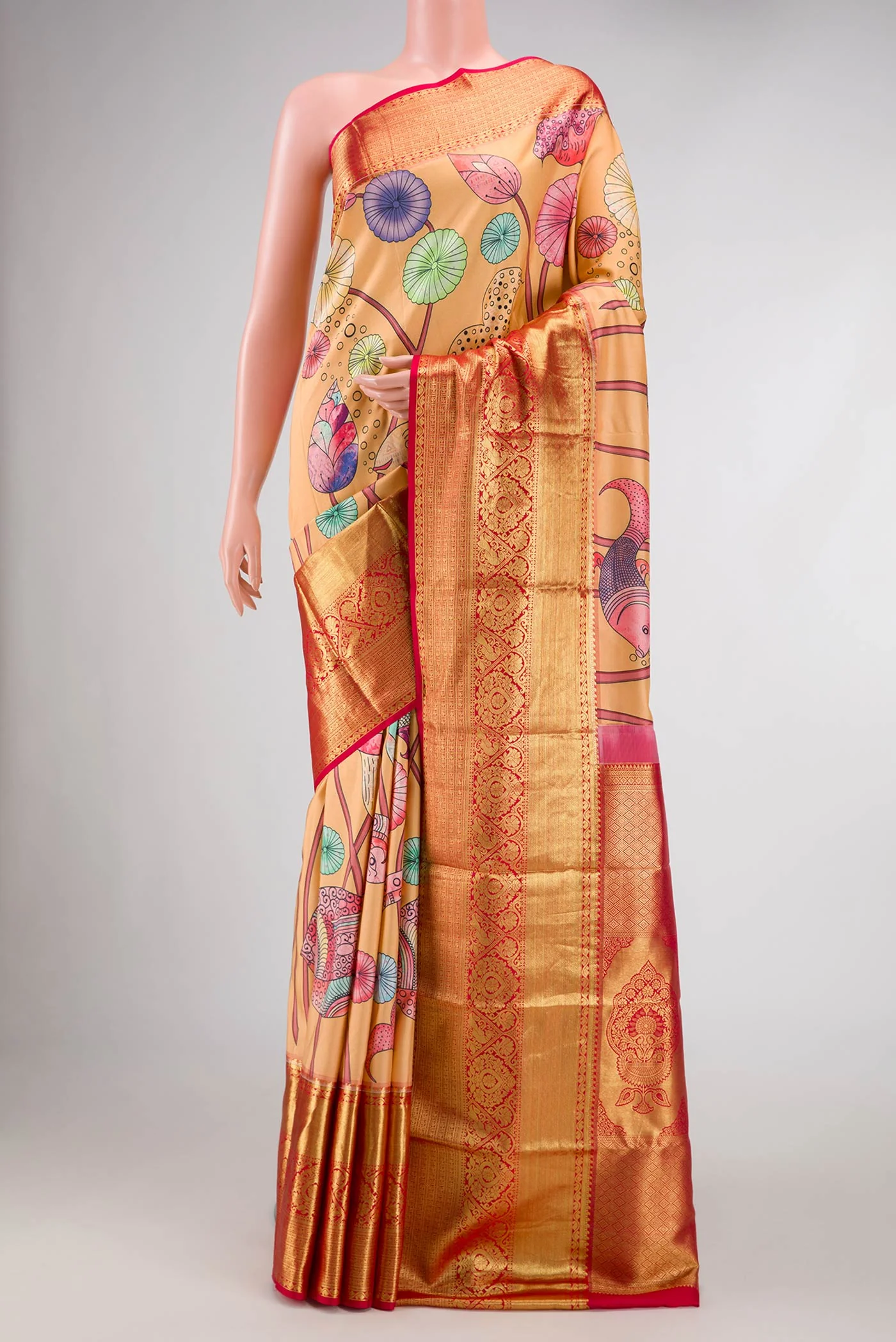 Sandal Dual Tone Kanjivaram Silk Saree