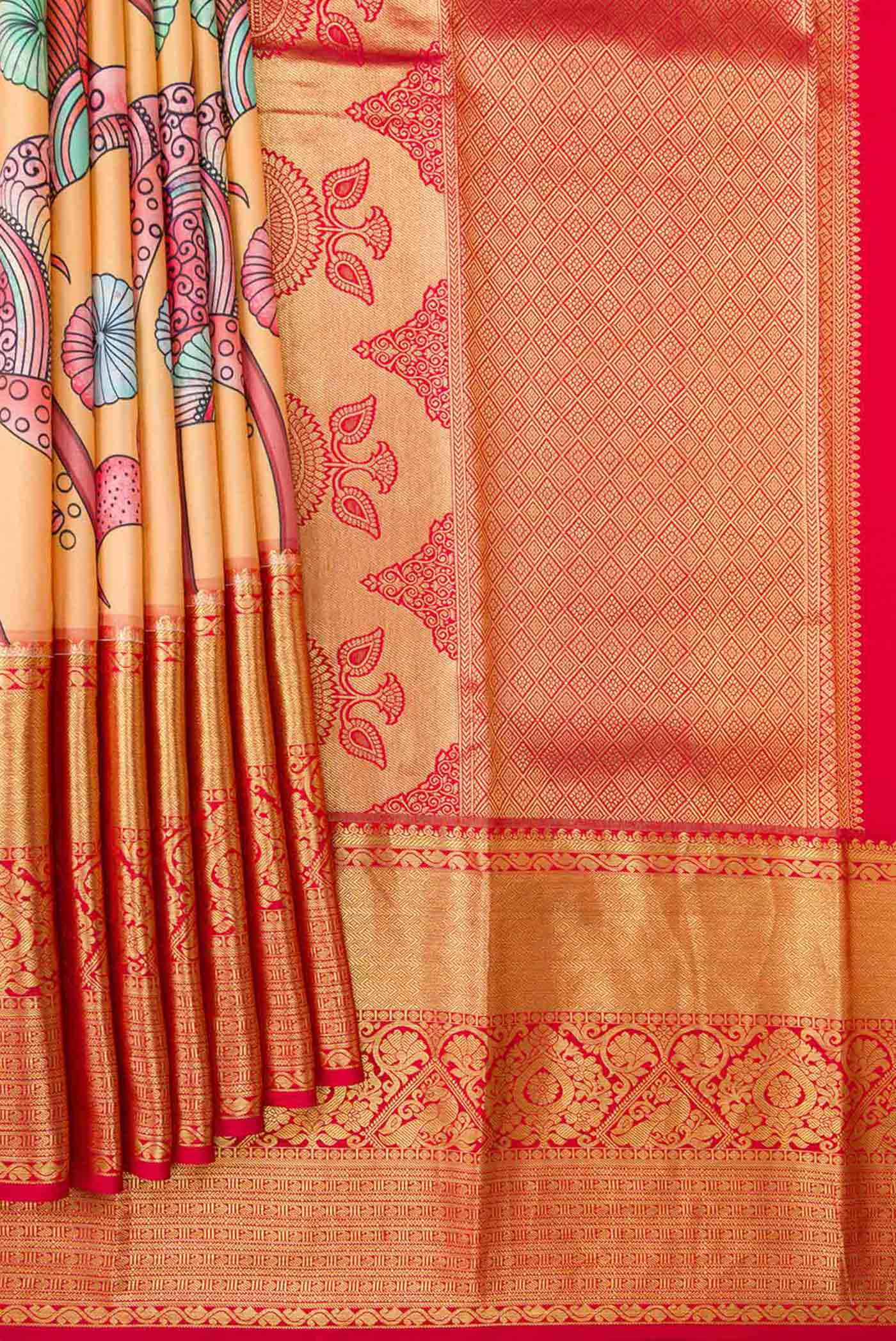 Sandal Dual Tone Kanjivaram Silk Saree - Image 4