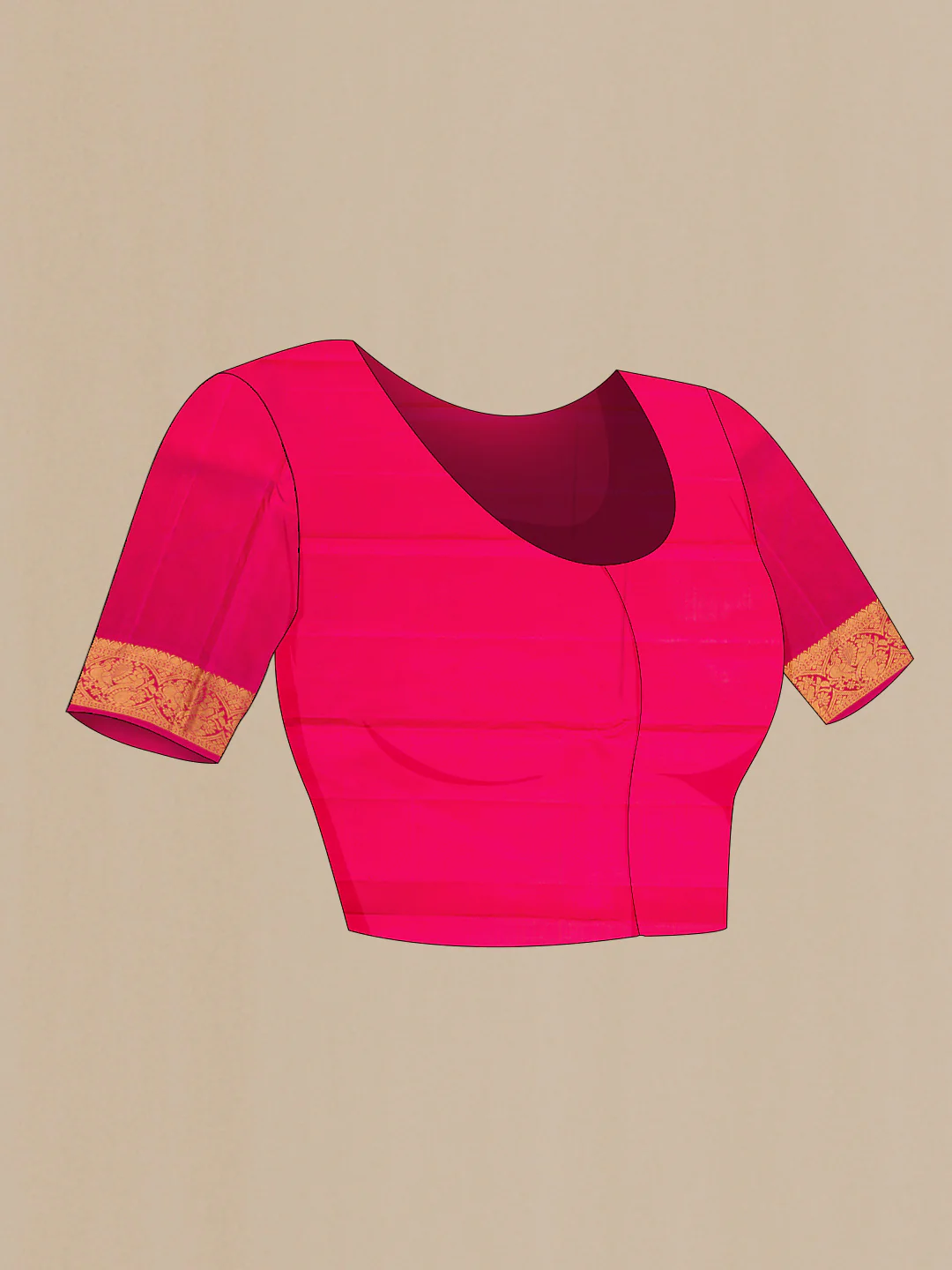 Sandal Dual Tone Kanjivaram Silk Saree - Image 5