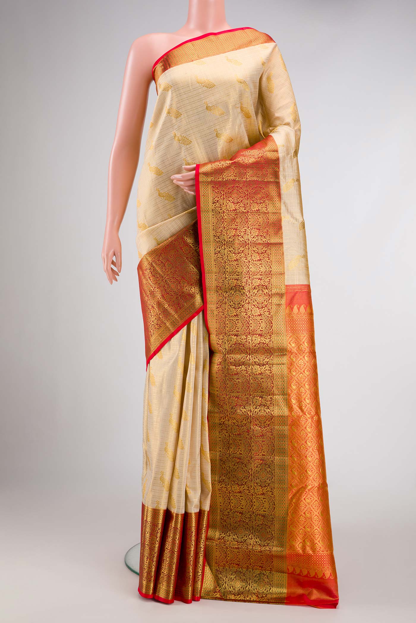 Sandal Kanjivaram Silk Saree