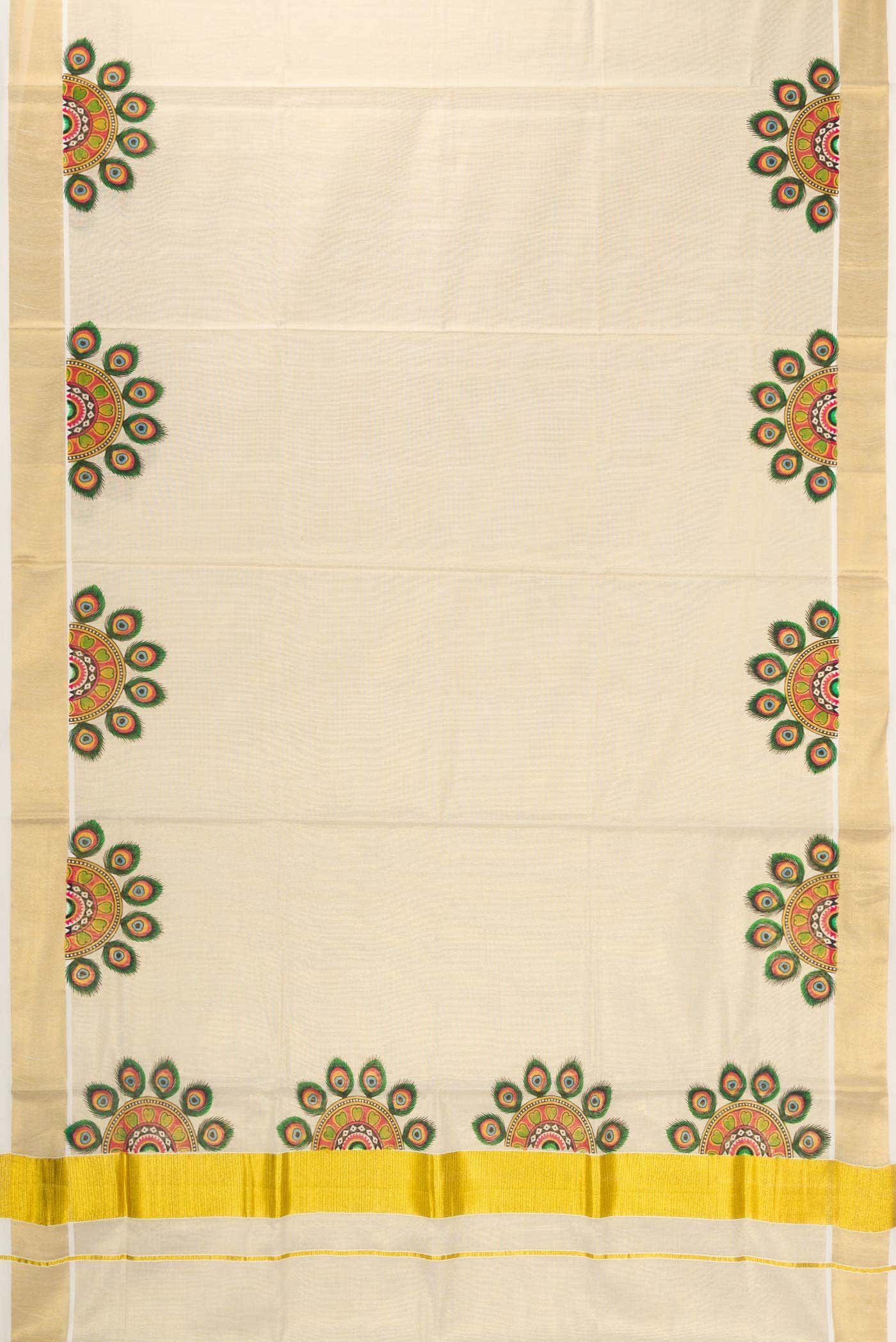 Sandal Dual Tone Kerala Cotton Saree - Image 2