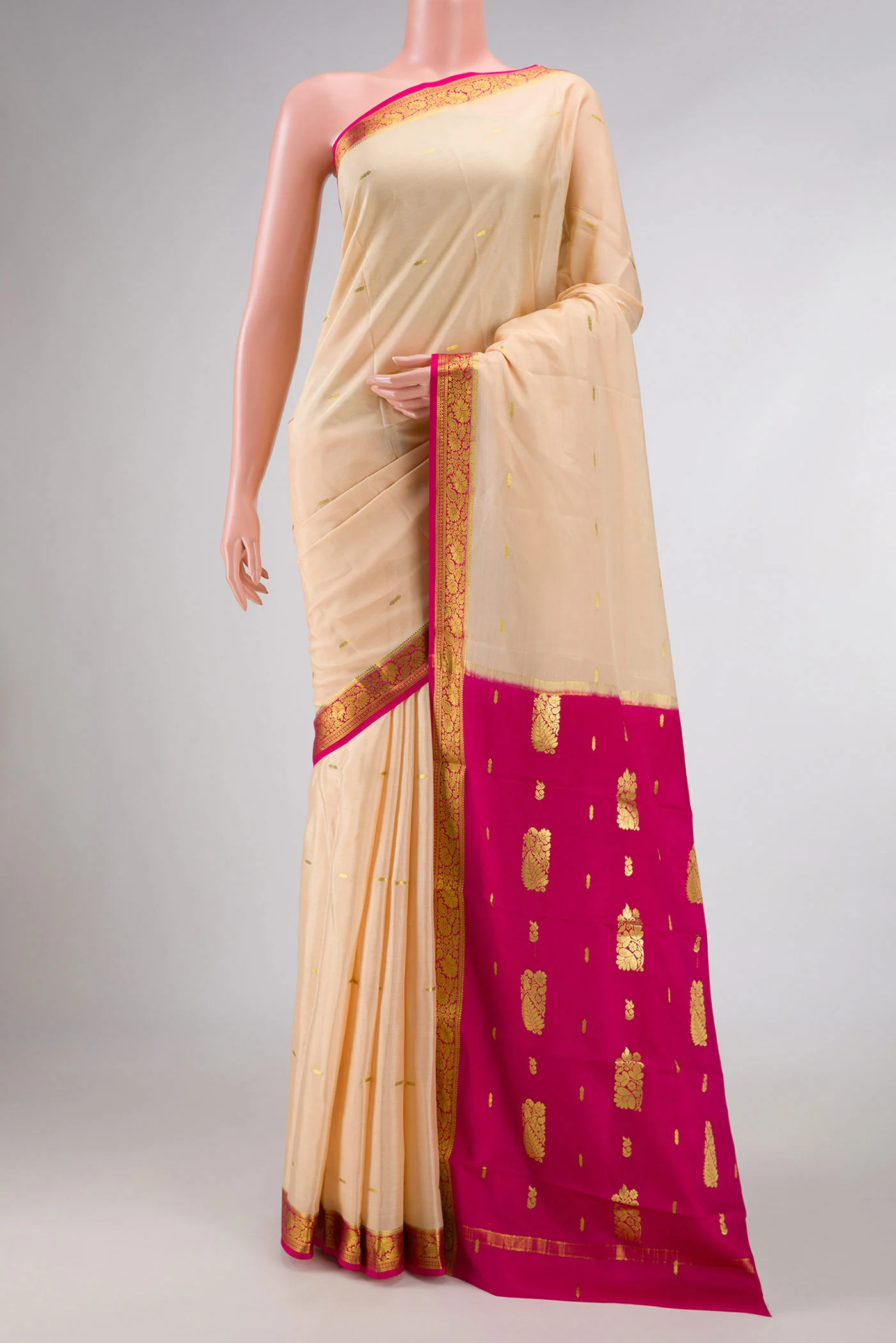 Sandal Dual Tone Mysore Crepe Saree