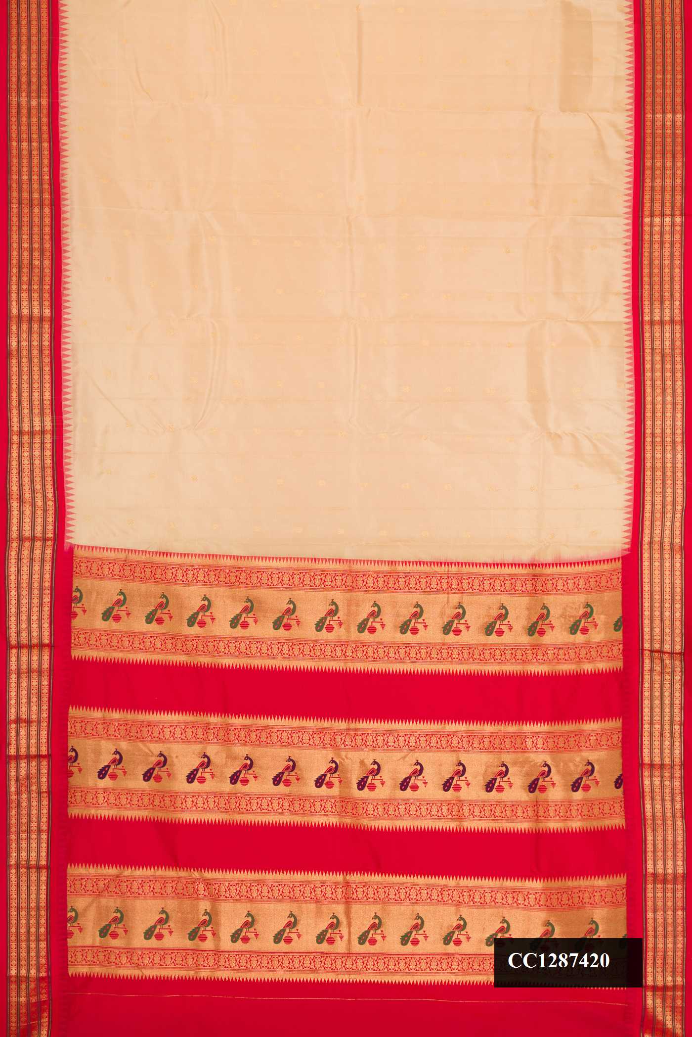 Sandal Dual Tone Paithani Silk Saree