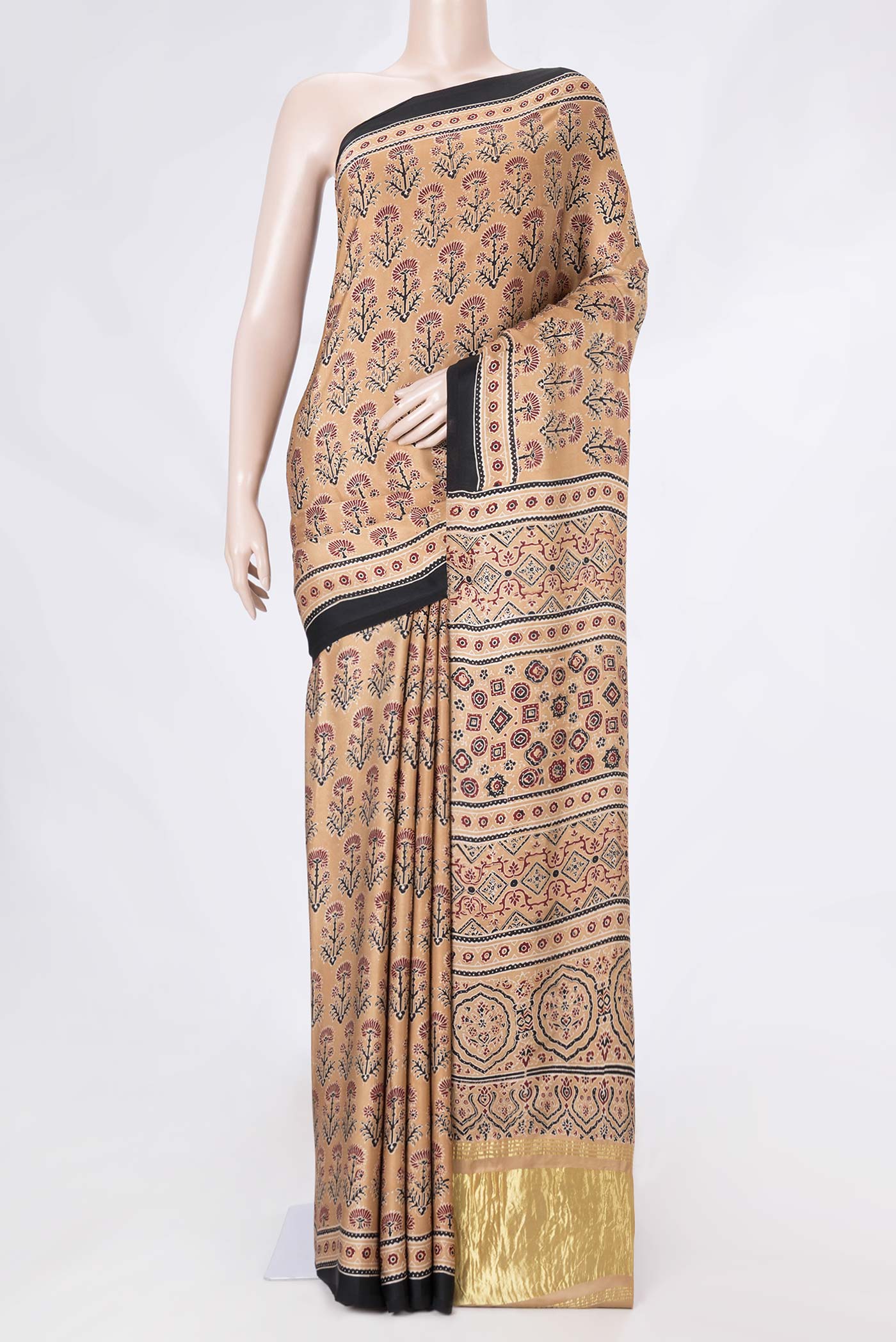 Sandal Dual Tone Satin Silk Saree