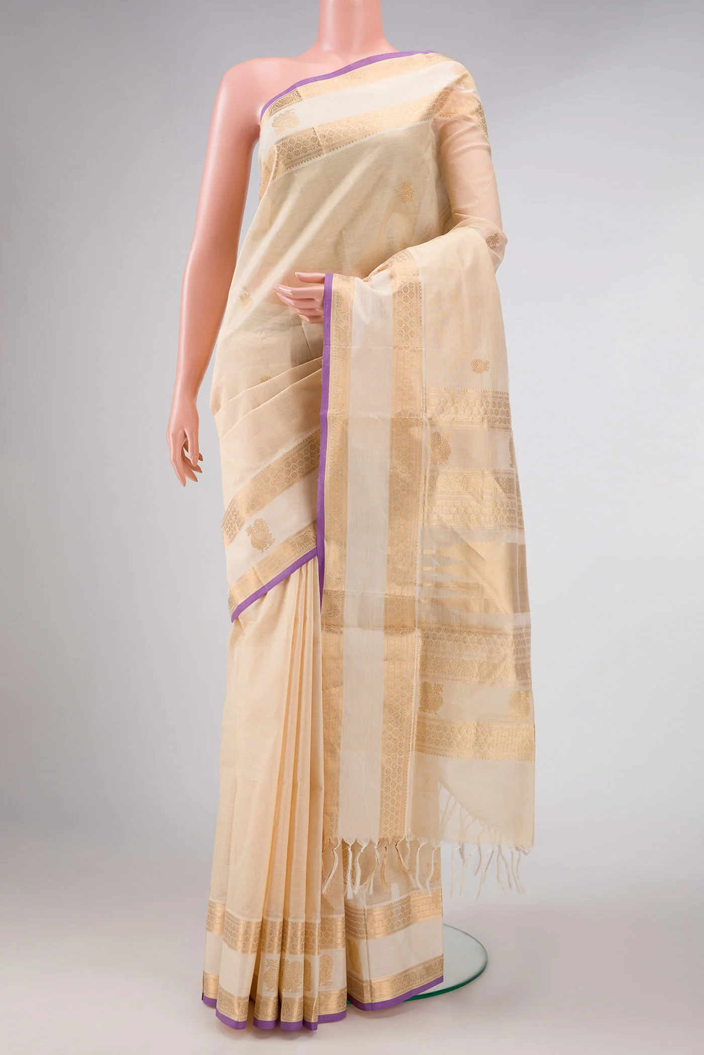 Sandal Dual Tone Silk Cotton Saree