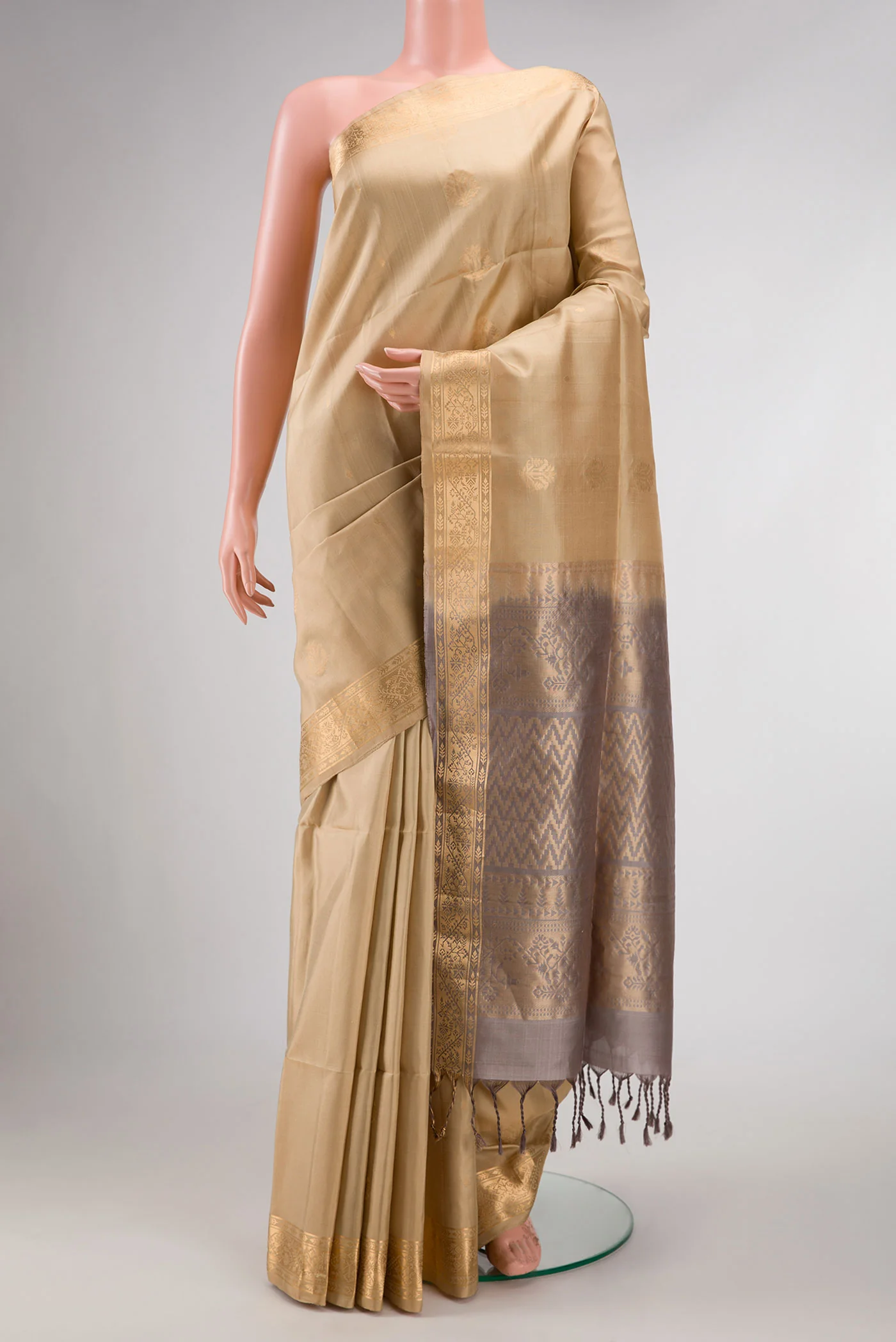 Sandal Dual Tone Soft Silk Saree