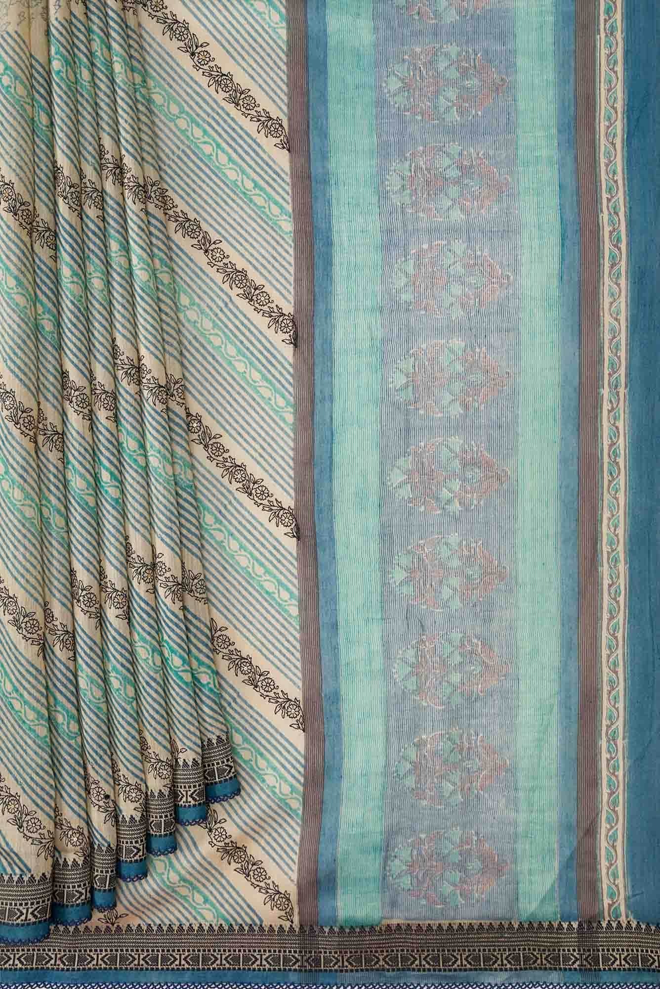 Sandal Dual Tone Tussar Silk Saree - Image 2