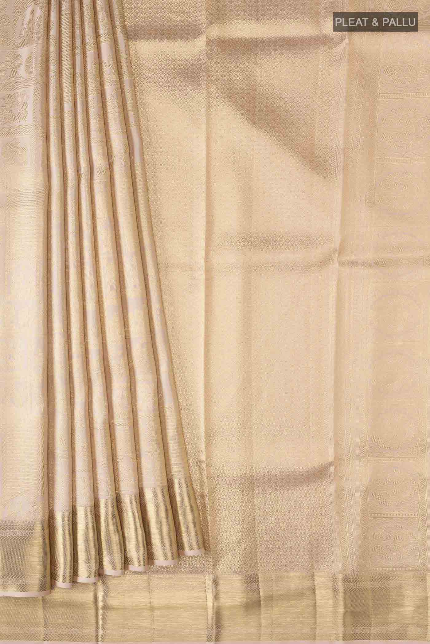 Sandal Kanjivaram Silk Saree - Image 4