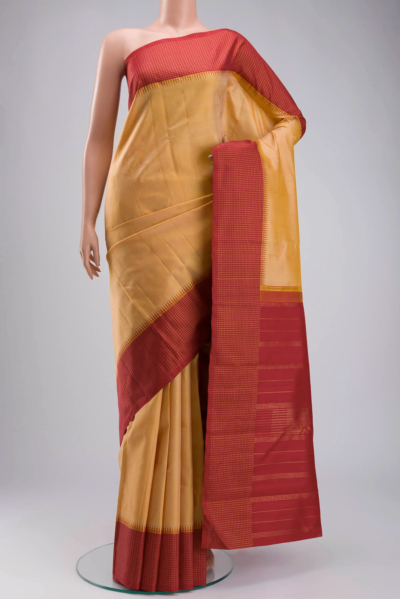 Sandal Kanchipuram Silk Saree