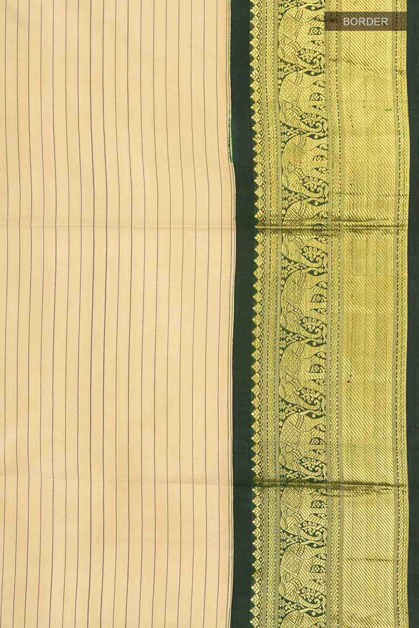 Sandal Kanjivaram Silk Saree - Image 5