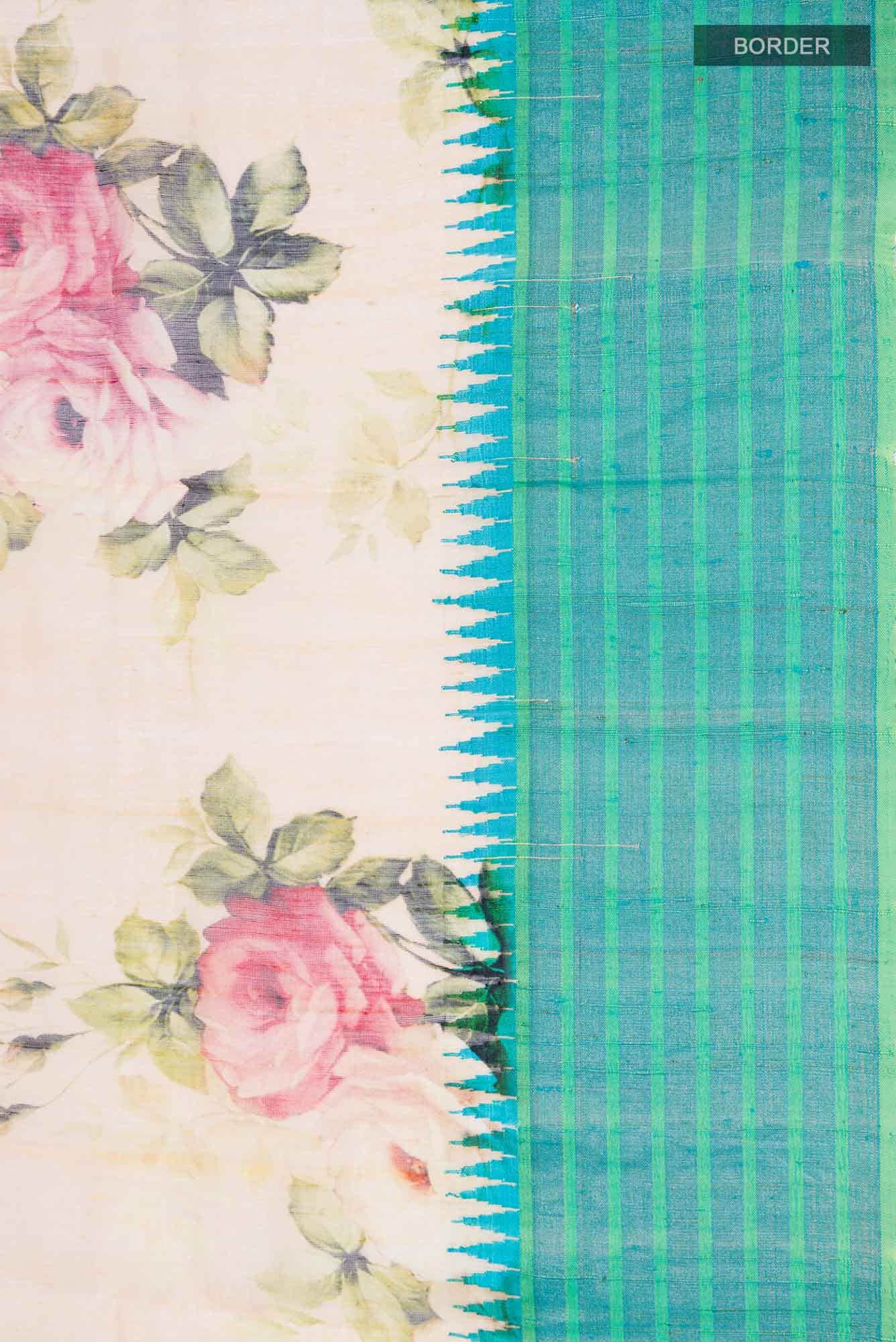 Sandal Linen Cotton Saree - Image 4