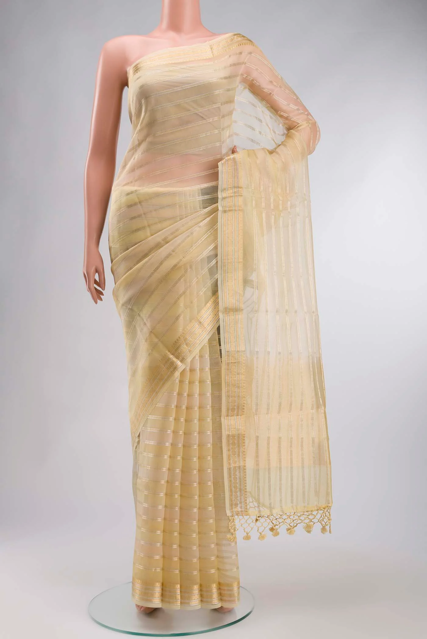 Sandal Organza Silk Saree