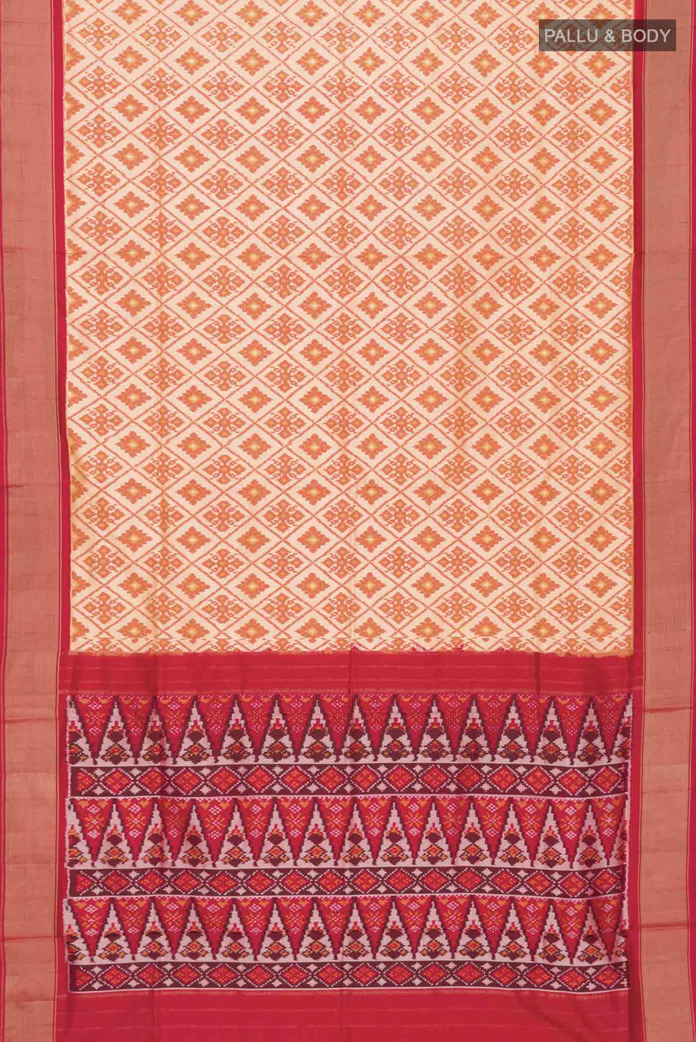 Orange Pochampally Silk Saree - Image 6