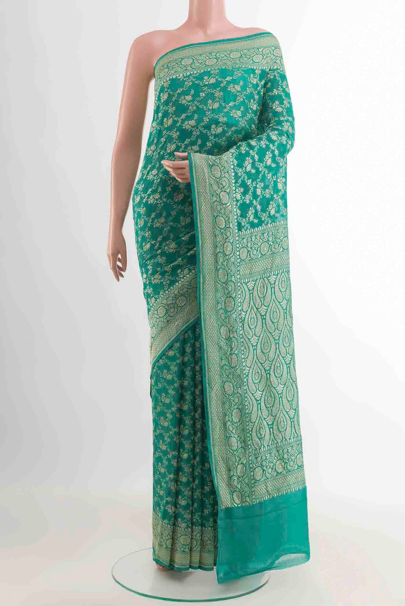Sea Green Banarasi Georgette Saree