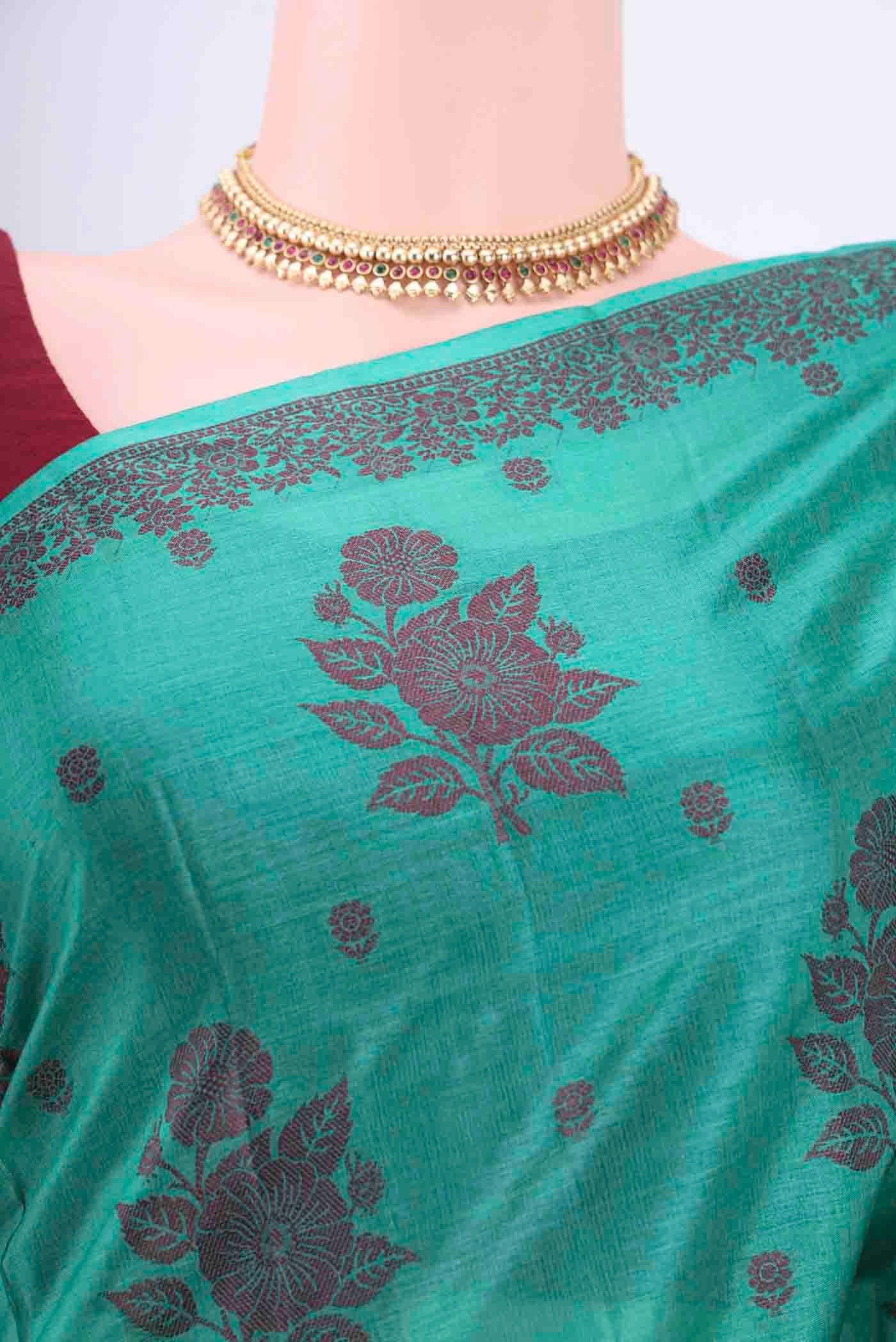 Sea Green Banarasi Raw Silk Saree - Image 2