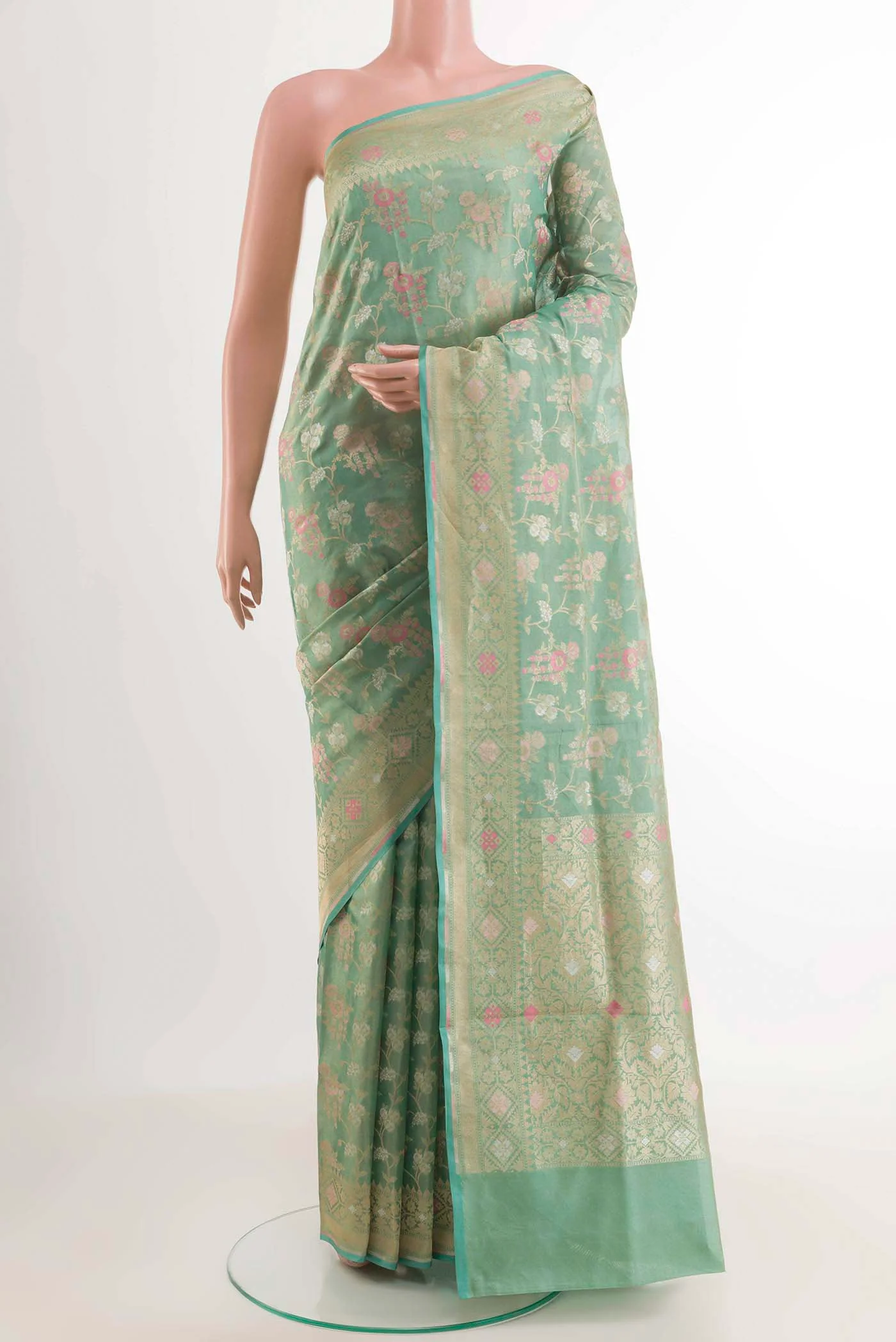 Sea Green Banarasi Silk Saree