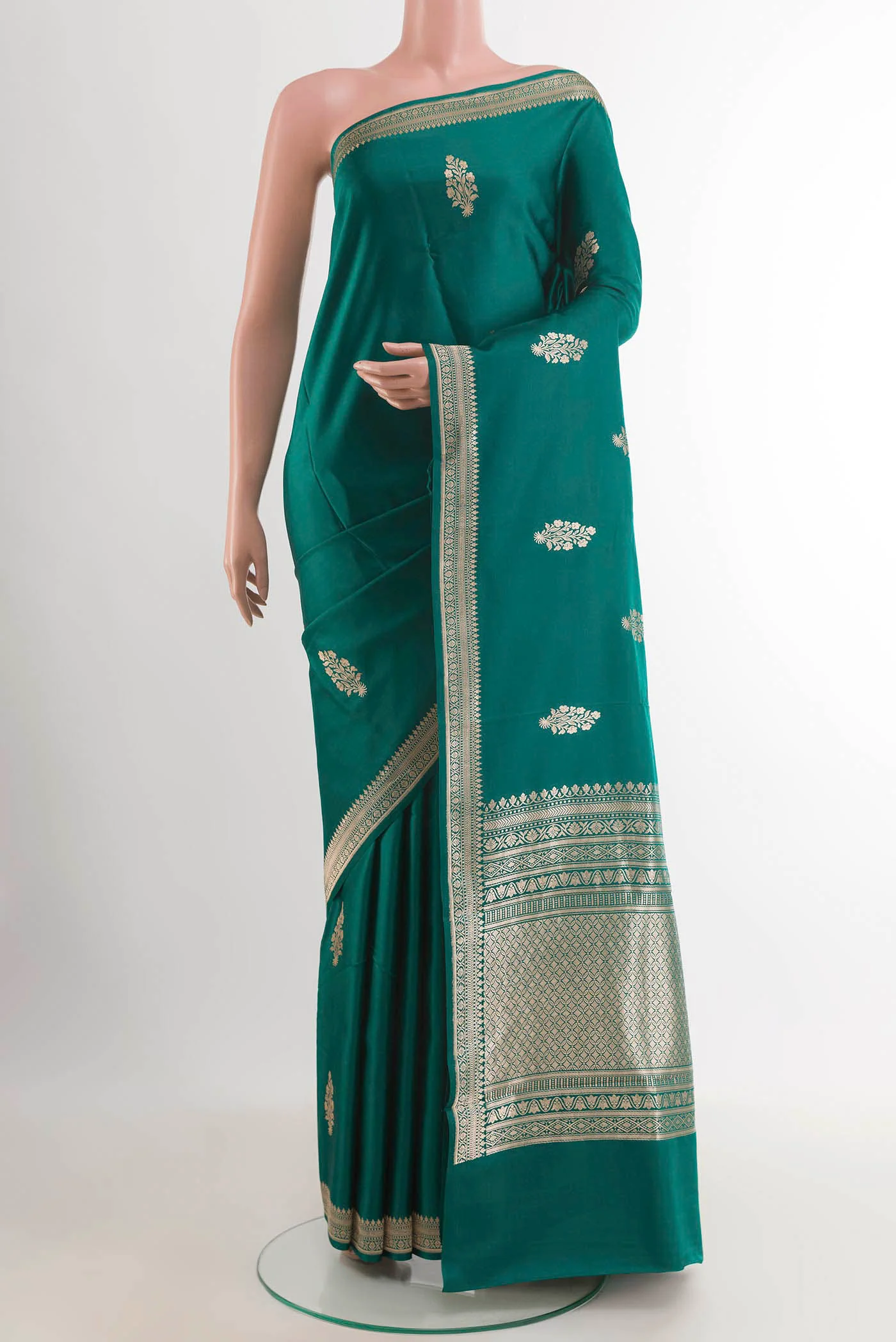 Teal Banarasi Silk Saree