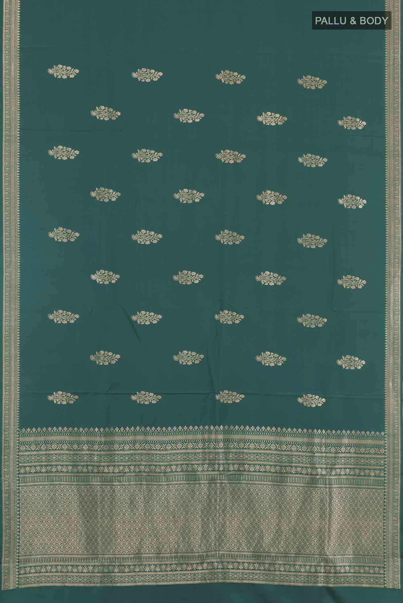 Teal Banarasi Silk Saree - Image 3