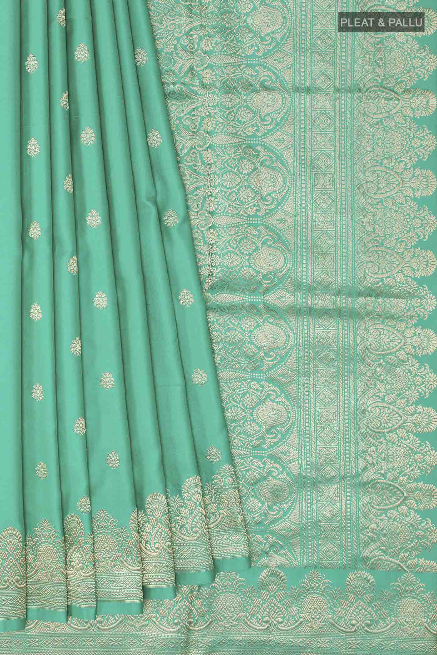 Sea Green Banarasi Silk Saree - Image 4