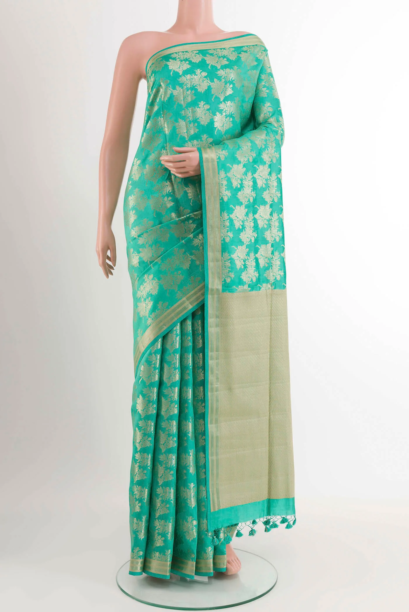 Sea Green Banarasi Tussar Silk Saree