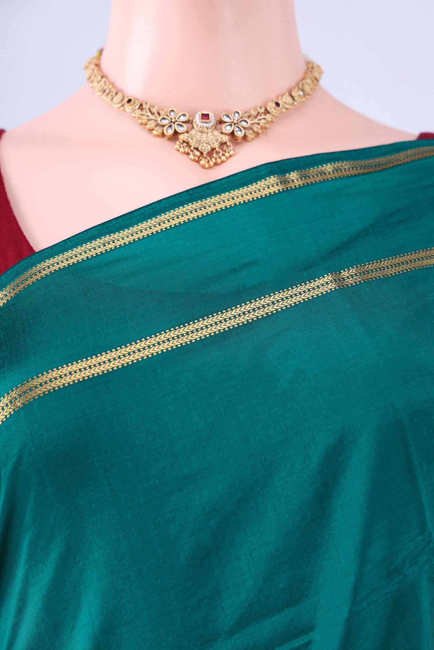 Sea Green Bangalore Silk Saree - Image 2