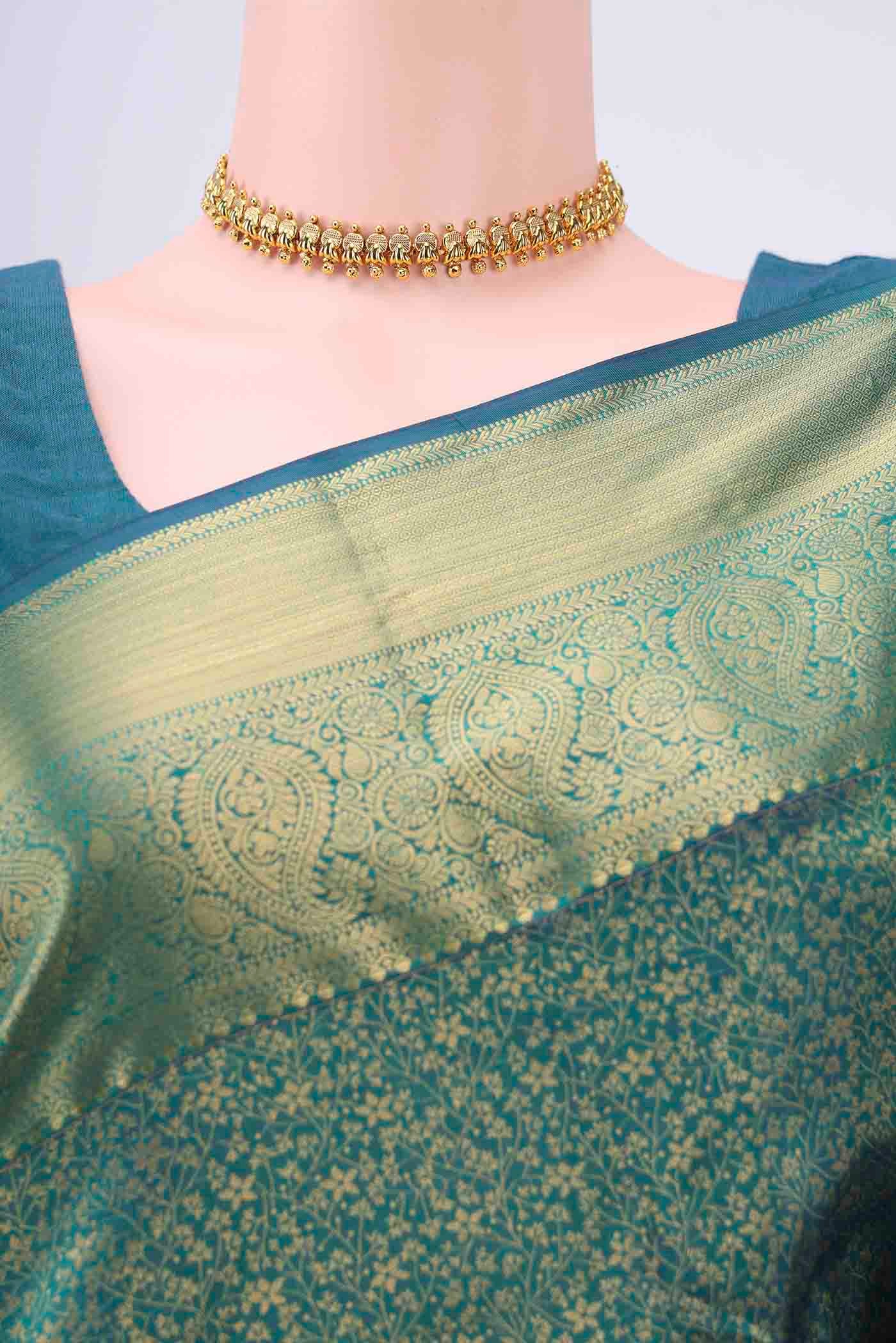 Blue Bangalore Silk Saree - Image 2