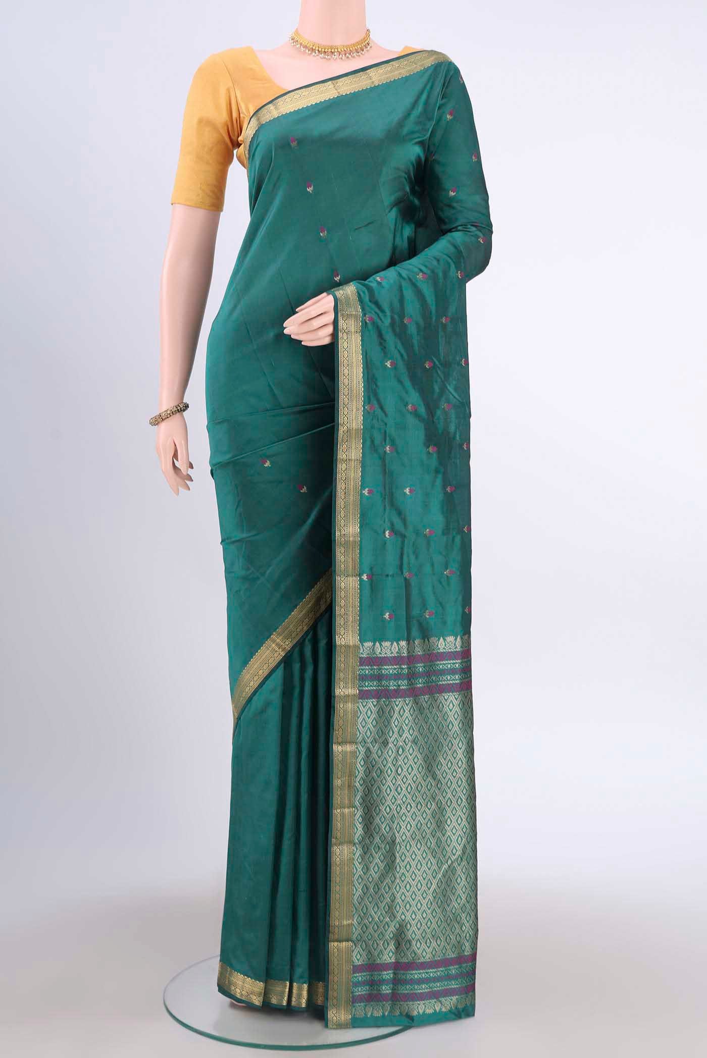 Sea Green Blended Bangalore Silk Saree